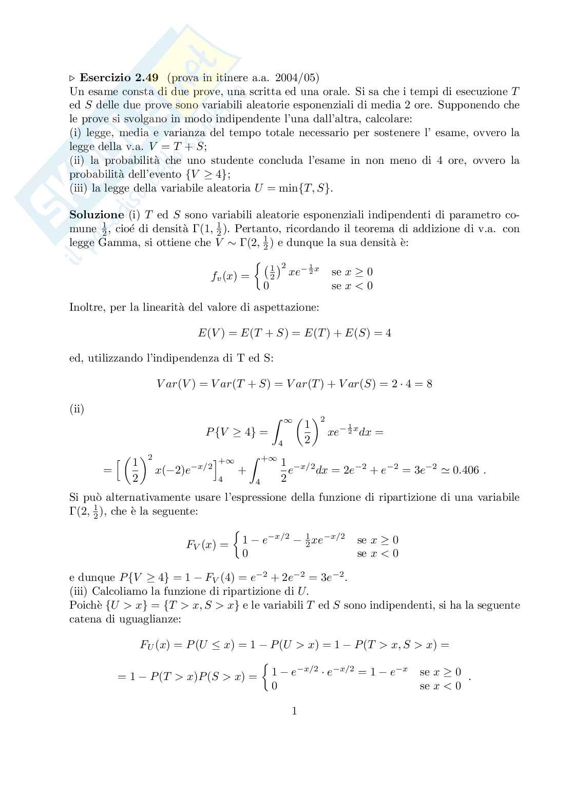 Lezione 18 Probabilità e statistica Pag. 1