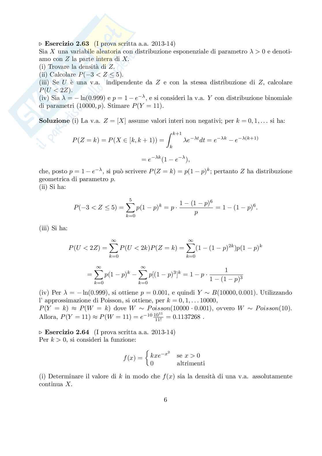 Lezione 18 Probabilità e statistica Pag. 6