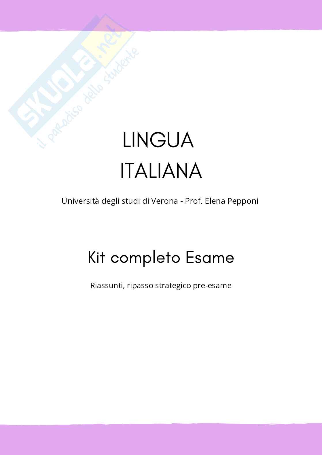 Lingua Italiana – Appunti completi + Ripasso esame scritto Pag. 1