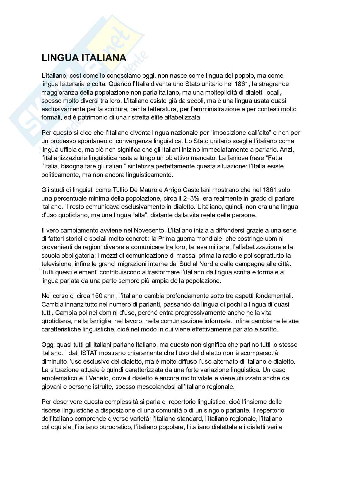 Lingua Italiana – Appunti completi + Ripasso esame scritto Pag. 2