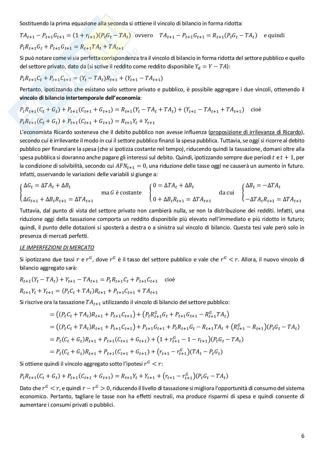 Economia dei Mercati Finanziari Pag. 6