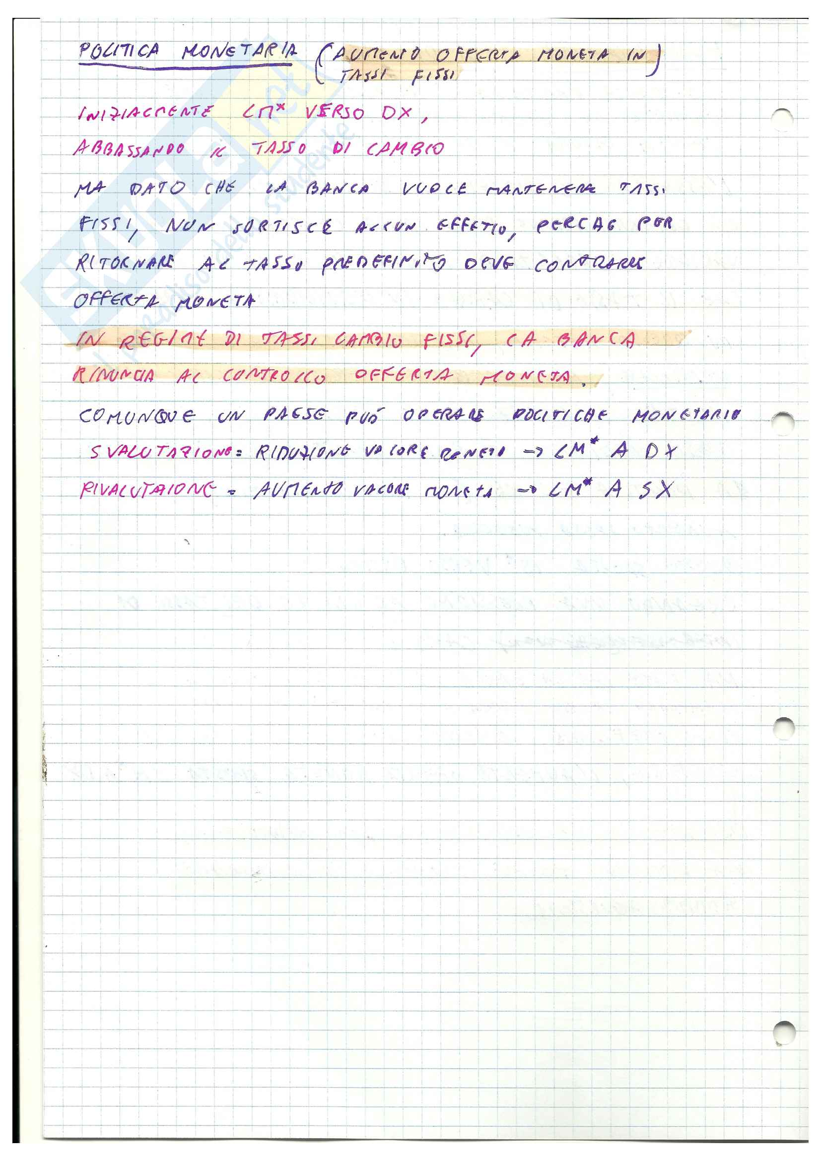 Politica economica, Modello IS*- LM*, modello Mudell-Fleming economia aperta Pag. 11