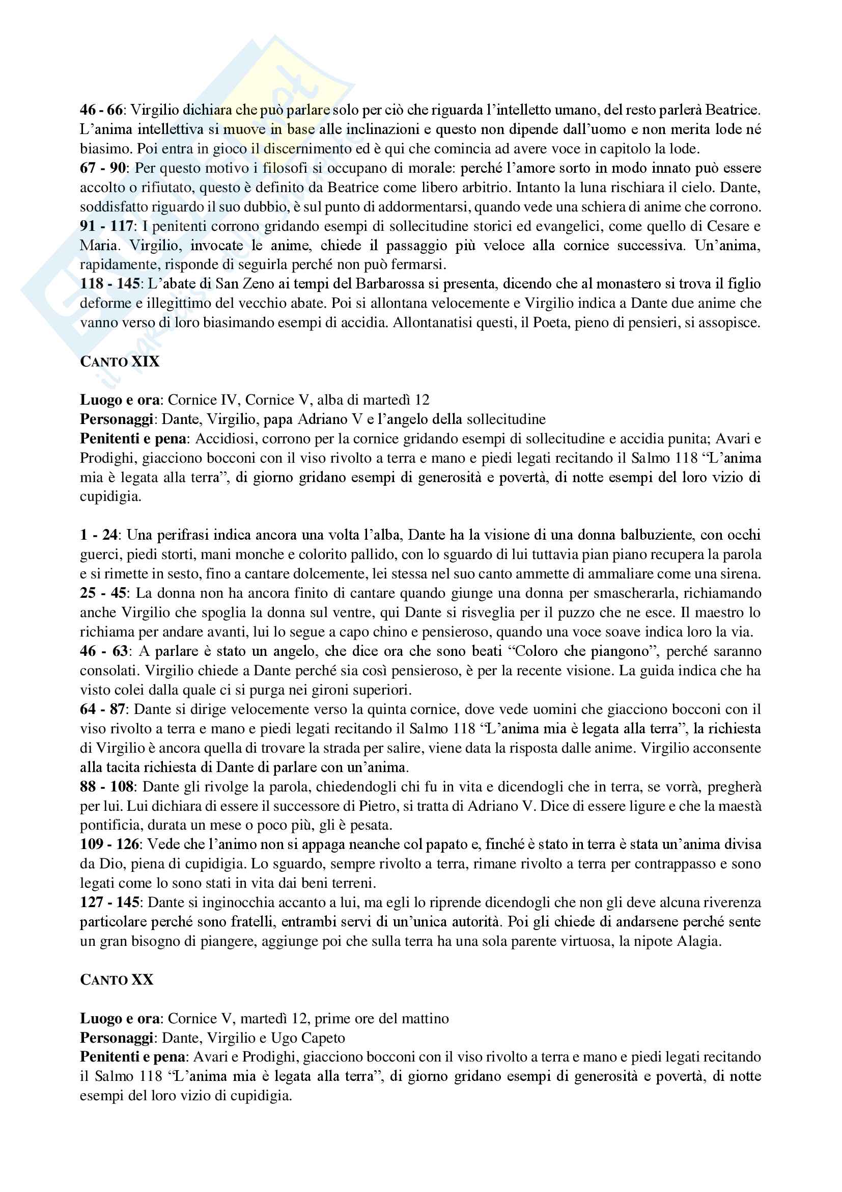Riassunto Letteratura Italiana I, Monografico (Purgatorio) - Prof. Frasso Pag. 16