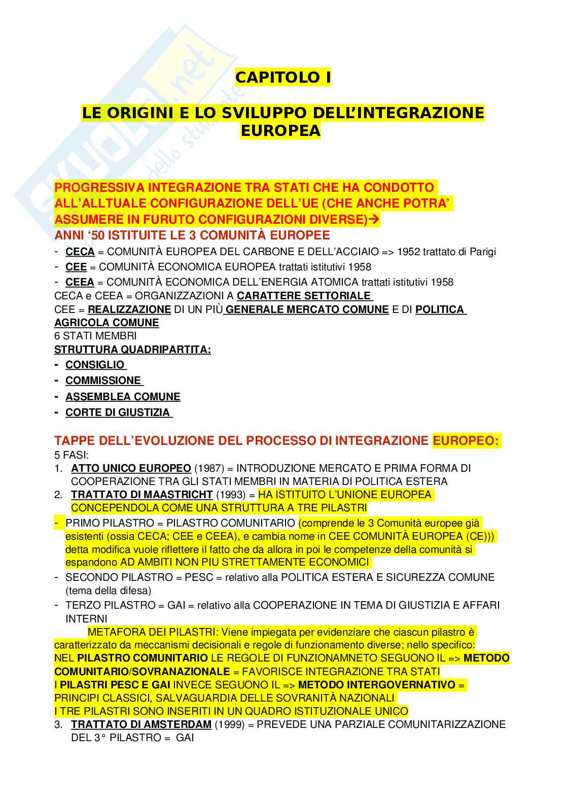 Appunti completi e chiarissimi di Diritto dell'Unione Europea, aggiornati al 2023 Pag. 1