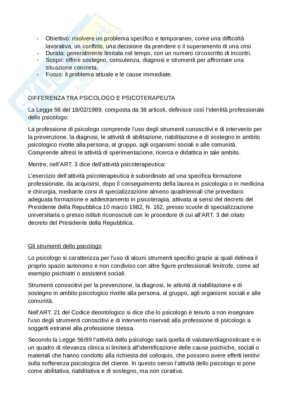 Appunti di Legislazione e deontologia per la prova pratica valutativa di abilitazione alla professione di psicologo  Pag. 16