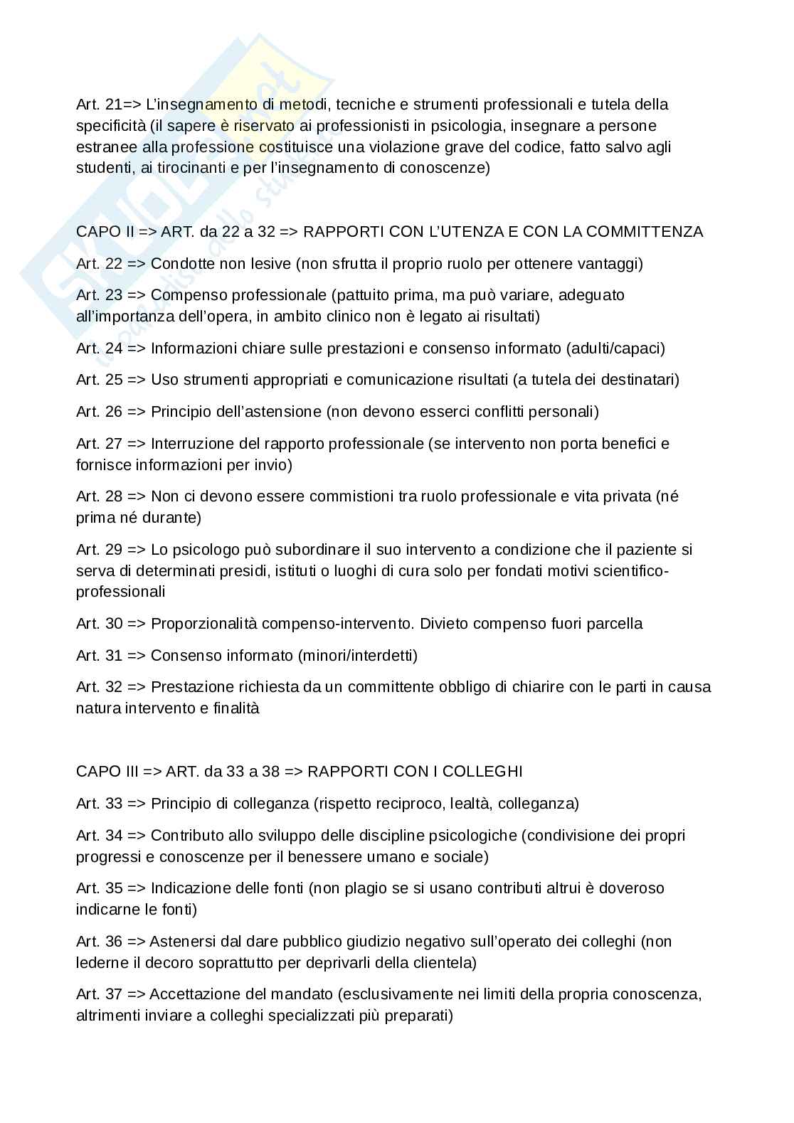 Appunti di Legislazione e deontologia per la prova pratica valutativa di abilitazione alla professione di psicologo  Pag. 21