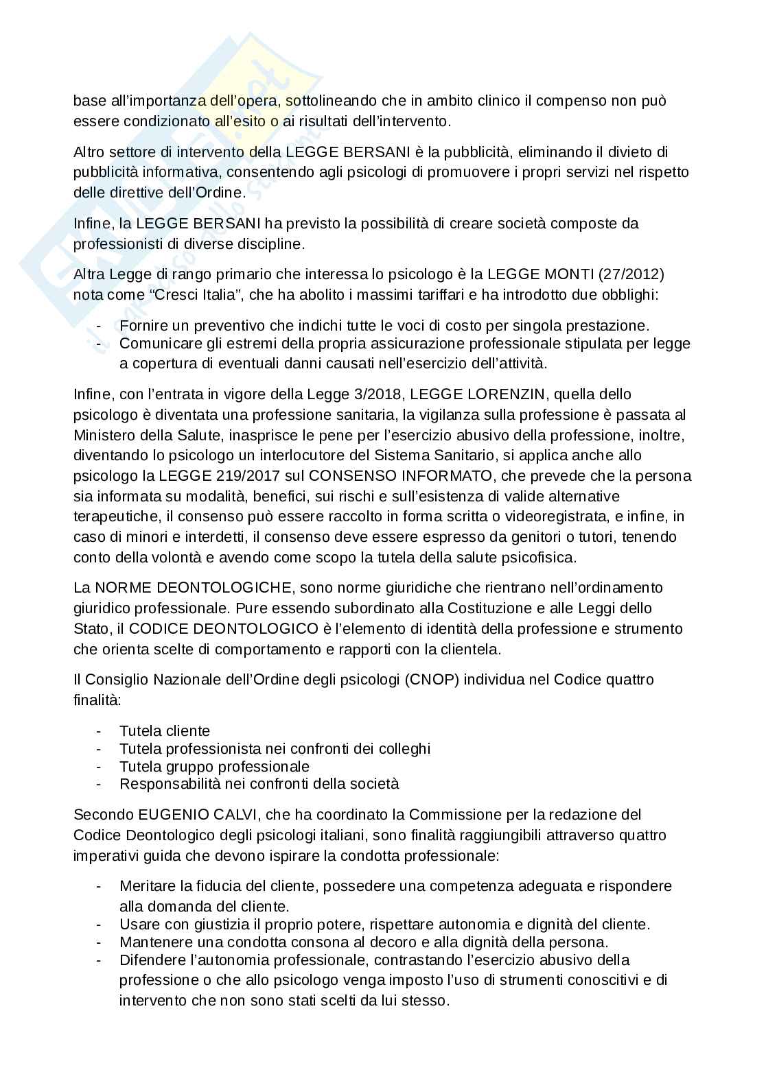 Appunti di Legislazione e deontologia per la prova pratica valutativa di abilitazione alla professione di psicologo  Pag. 6