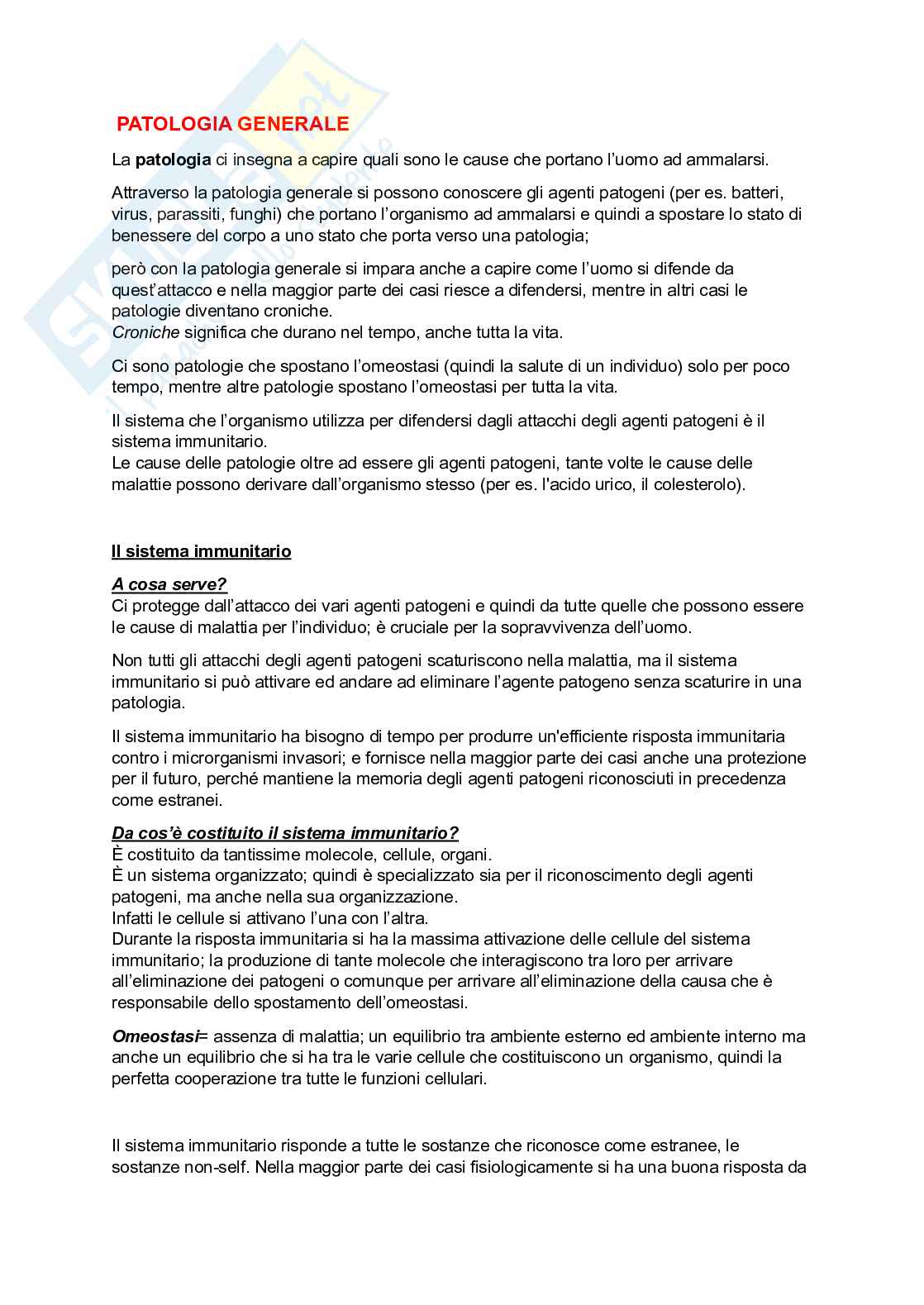 Appunti di patologia generale e anatomia patologica Pag. 1
