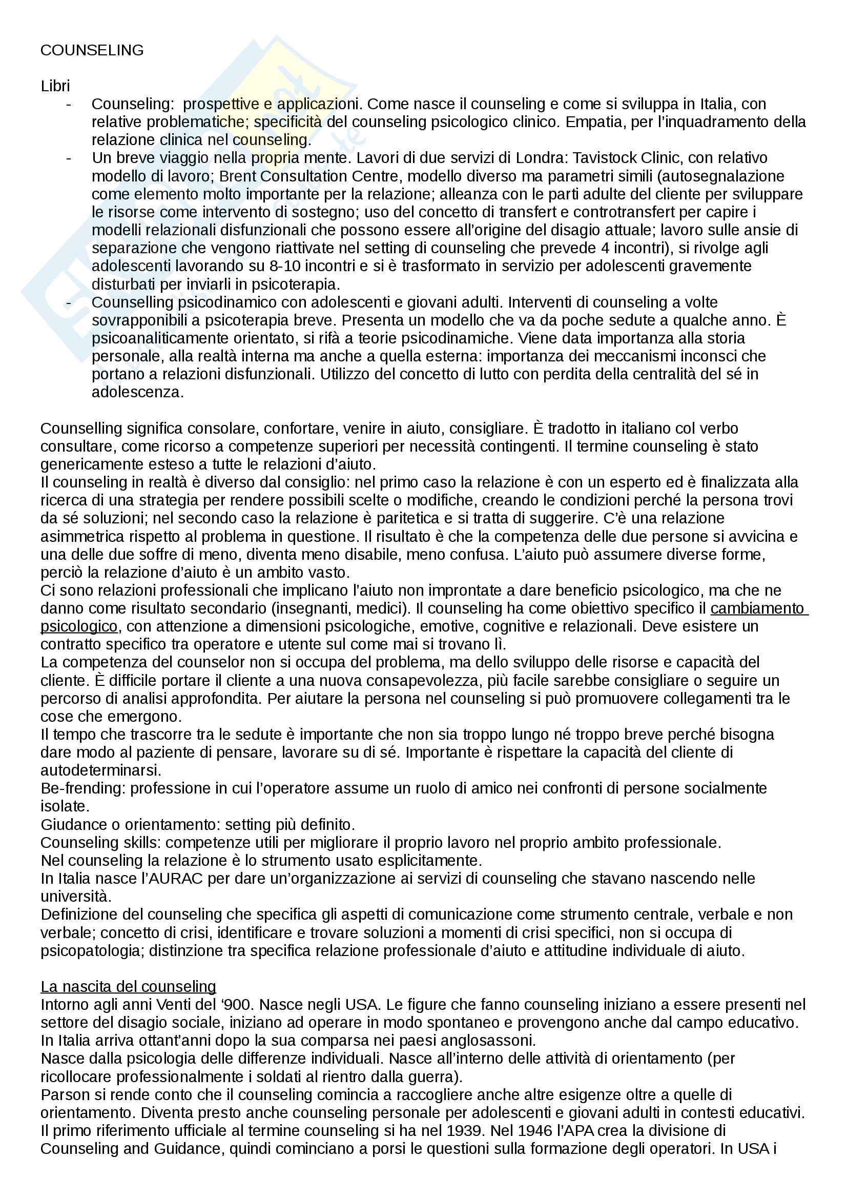 Appunti counseling 2 Pag. 1