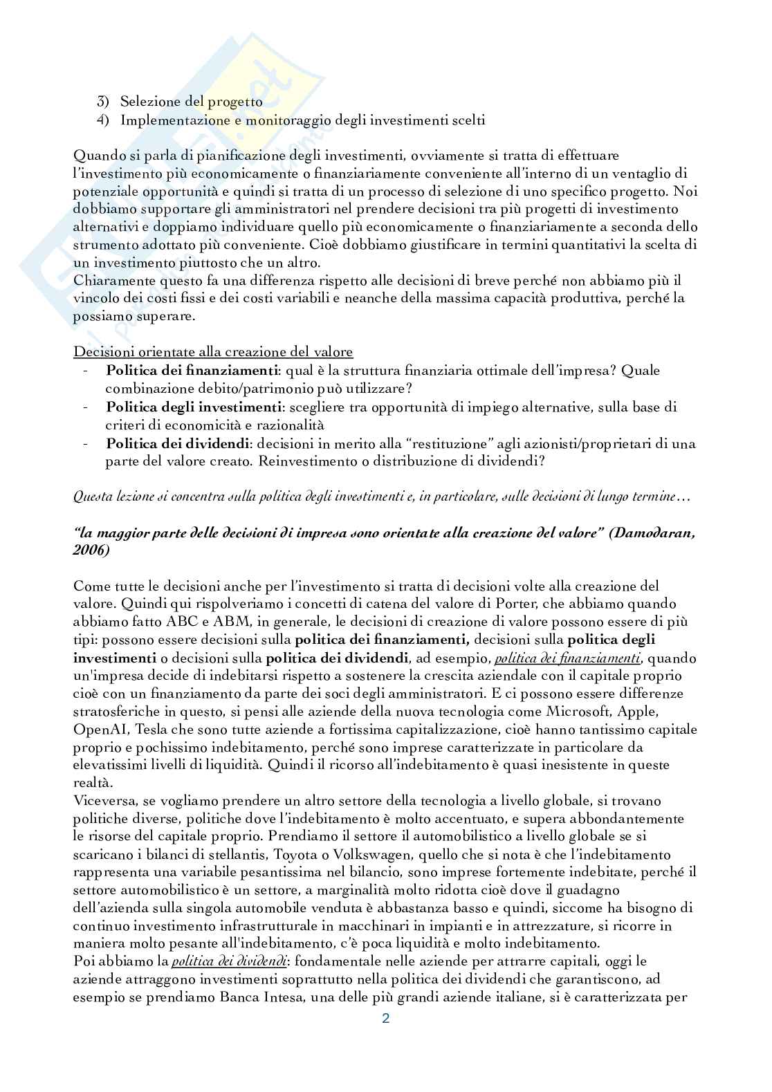Riassunto esame Controllo di gestione, Prof. Manetti Giacomo, libro consigliato Programmazione e controllo, Arcari Pag. 2