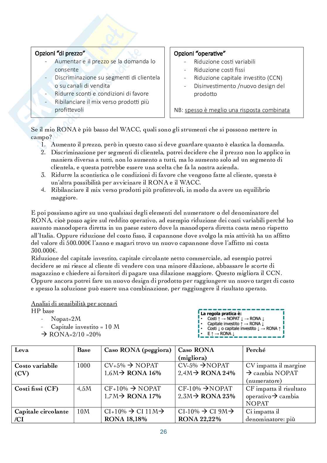 Riassunto esame Controllo di gestione, Prof. Manetti Giacomo, libro consigliato Programmazione e controllo, Arcari Pag. 26