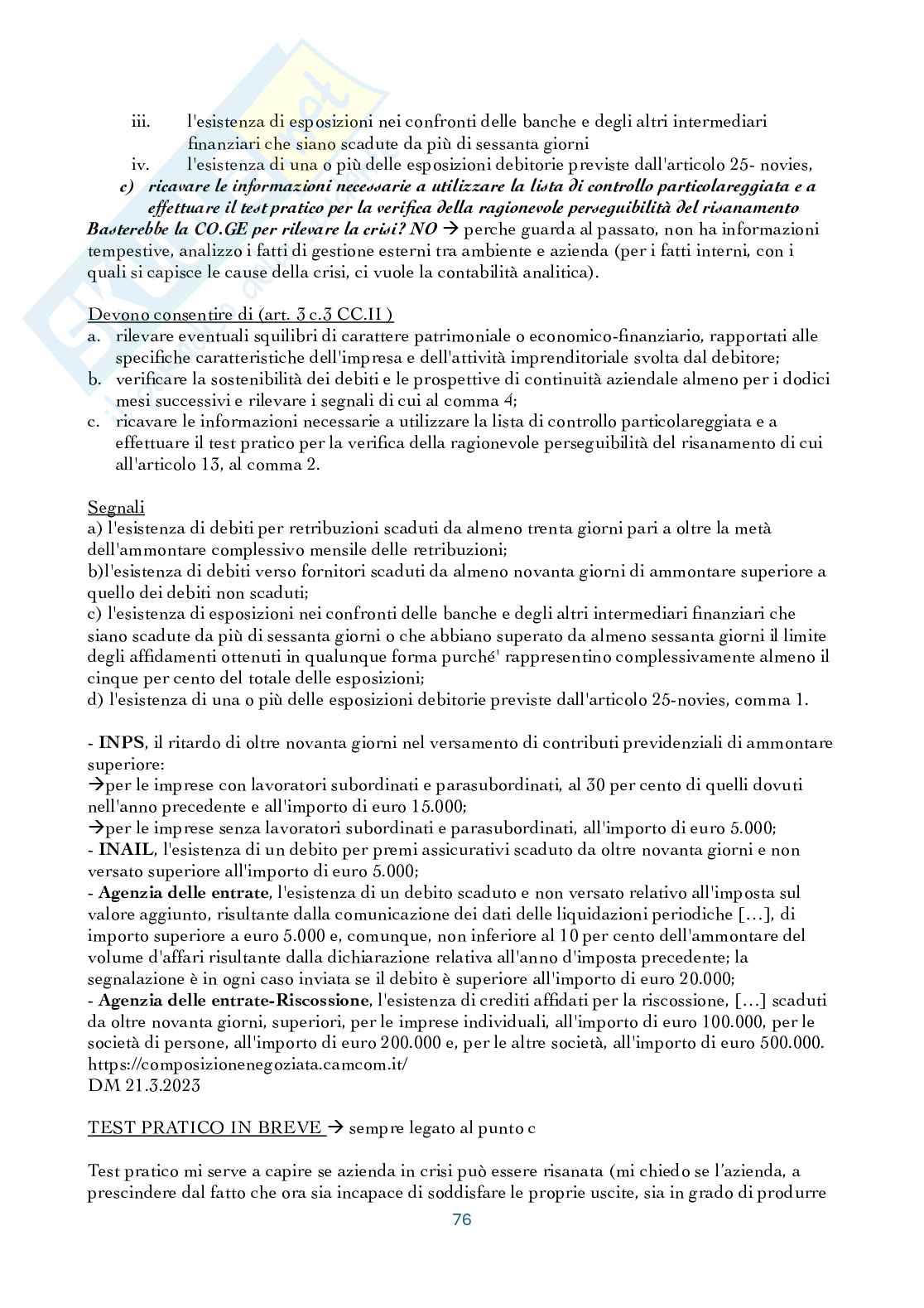 Riassunto esame Controllo di gestione, Prof. Manetti Giacomo, libro consigliato Programmazione e controllo, Arcari Pag. 76