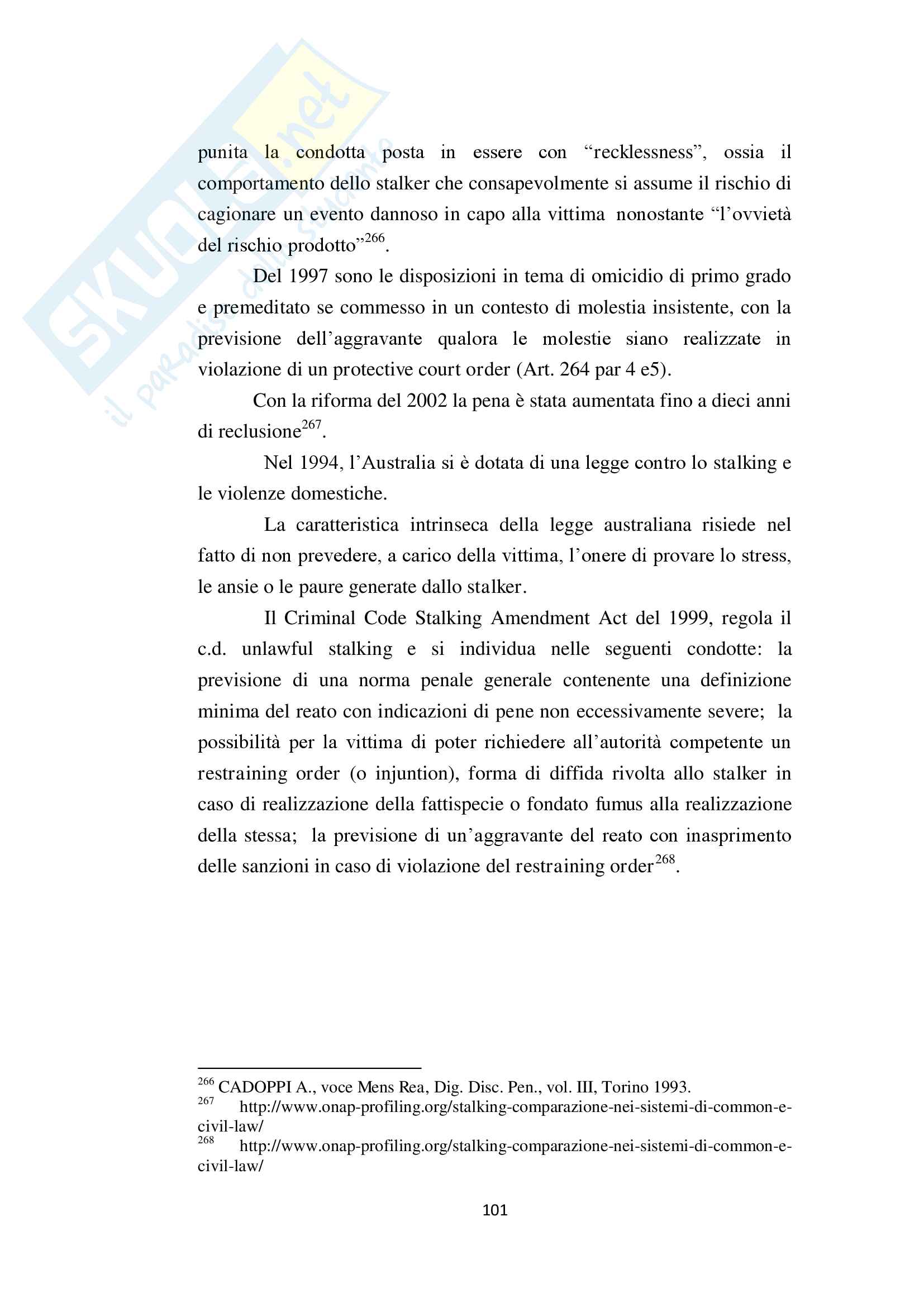 “Il delitto di atti persecutori (art. 612 bis c.p.), tra esigenze effettive di tutela e diritto penale simbolico” Pag. 101