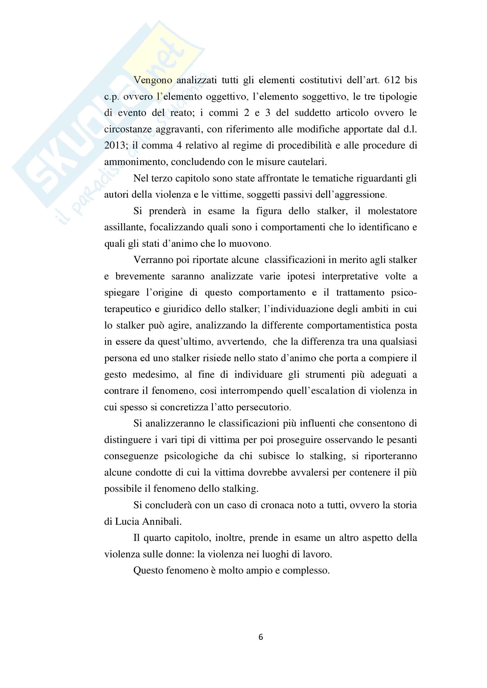 “Il delitto di atti persecutori (art. 612 bis c.p.), tra esigenze effettive di tutela e diritto penale simbolico” Pag. 6