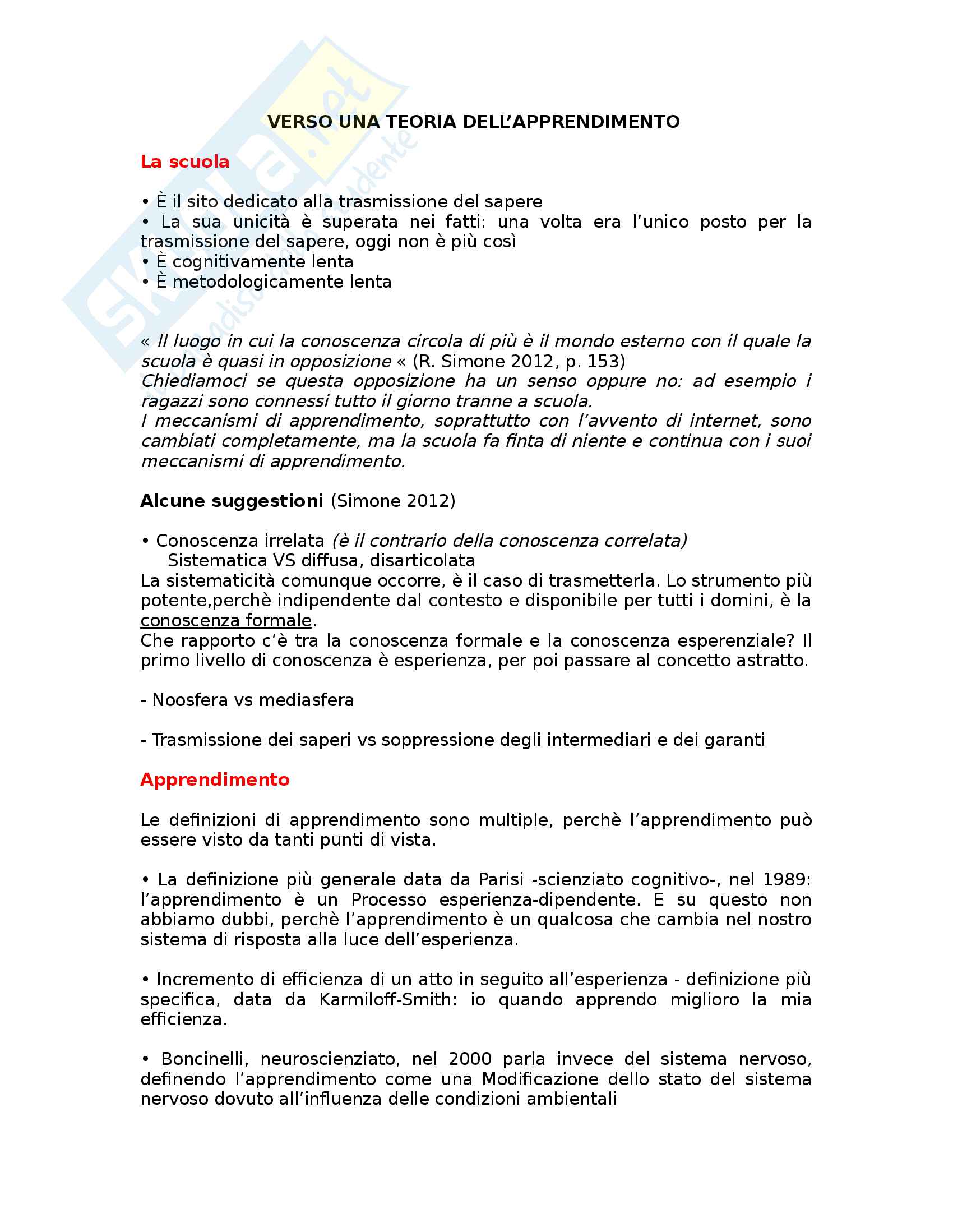 Verso una teoria dell'apprendimento Pag. 1
