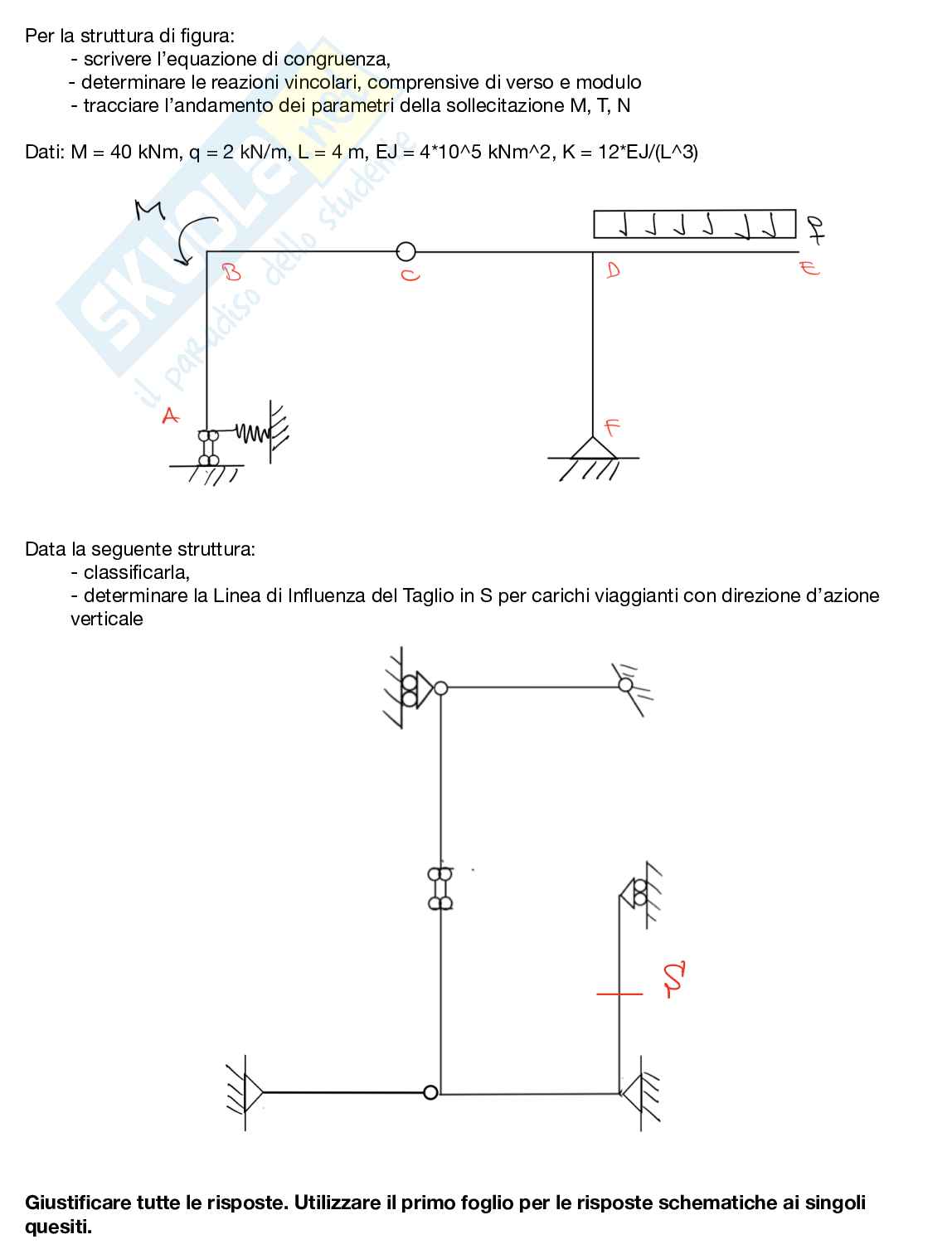 Esame svolto di Scienza delle costruzioni Pag. 1