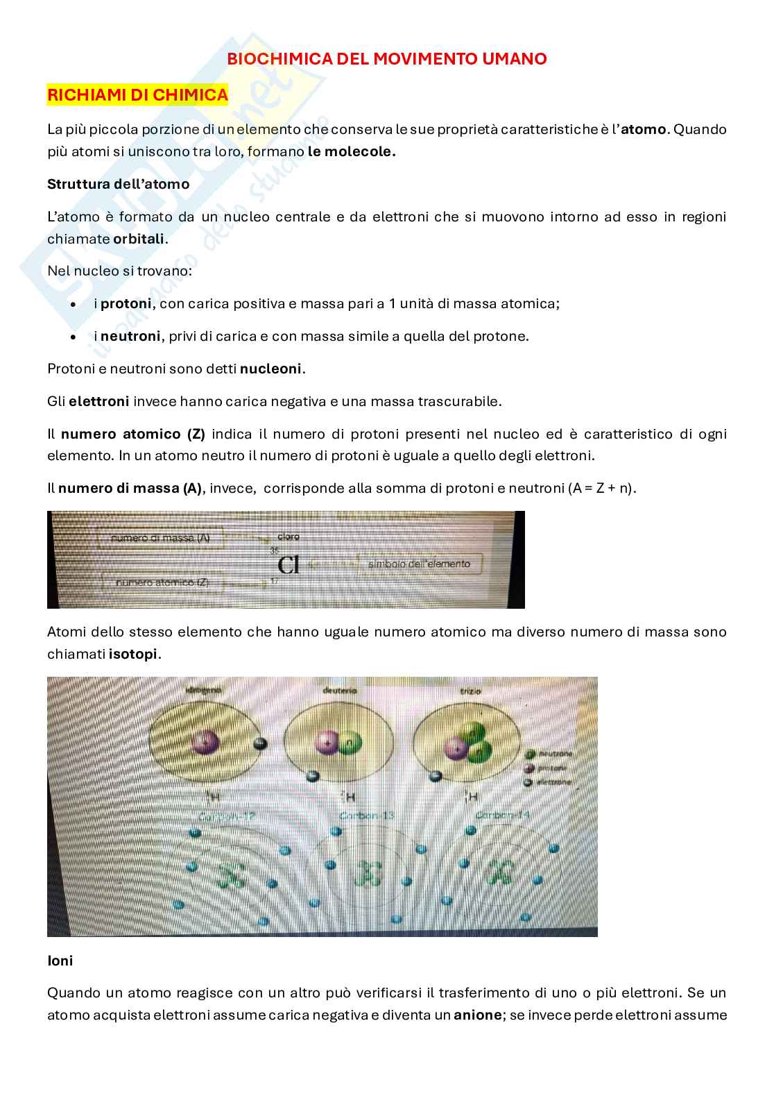 Biochimica del movimento e della prestazione Pag. 1