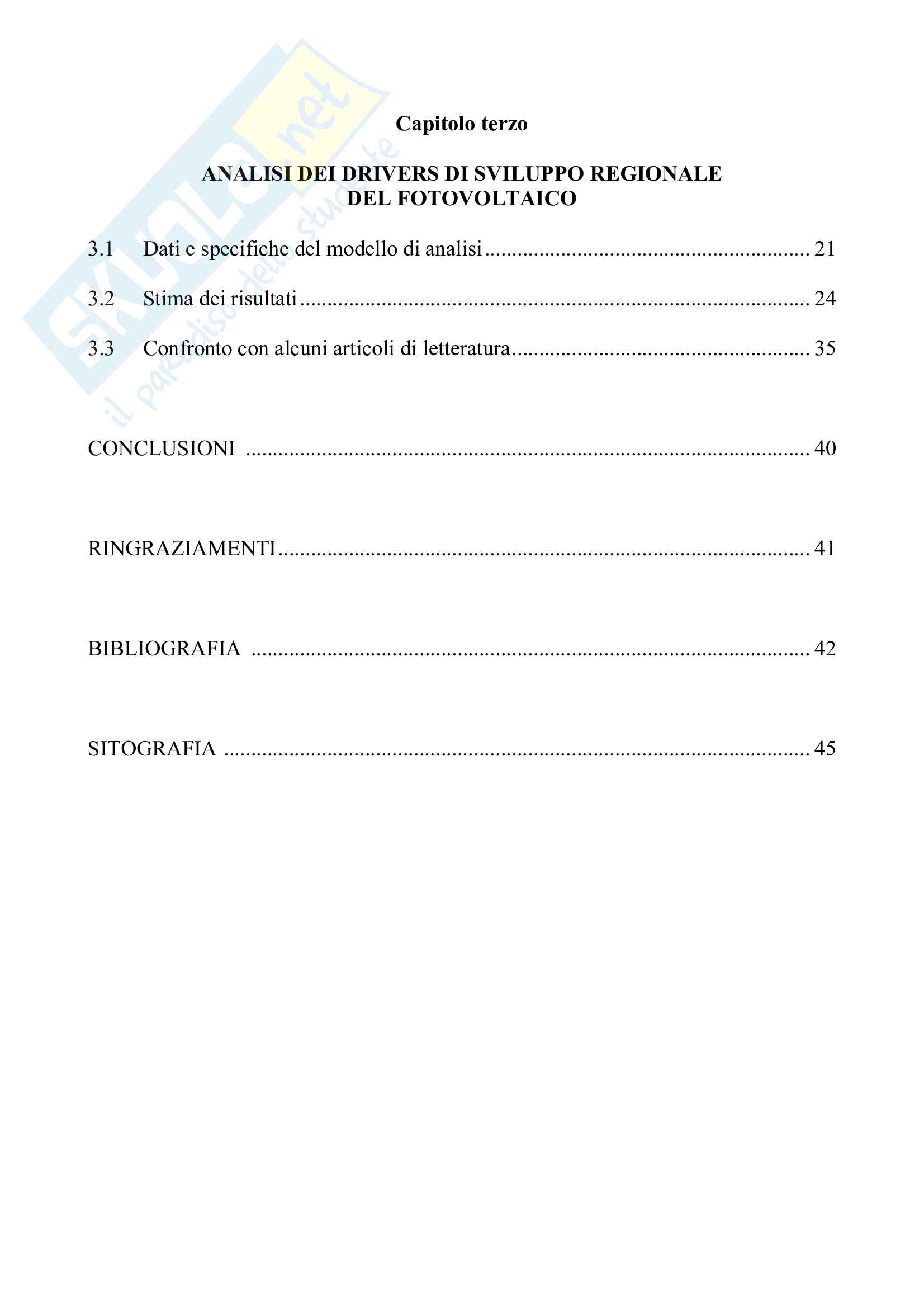 Analisi dei drivers di sviluppo del fotovoltaico in Italia Pag. 6