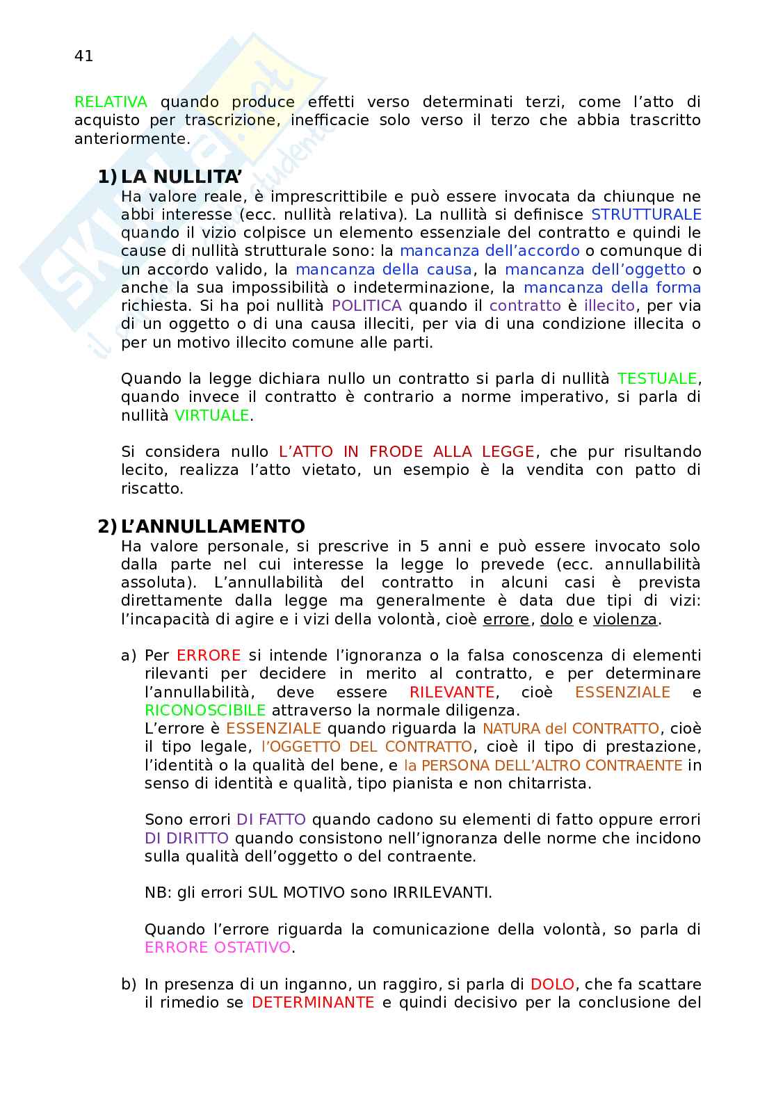 Riassunto esame Diritto privato, Prof. Pistelli Federico, libro consigliato Diritto privato - linee essenziali, settima edizione, Vincenzo Roppo Pag. 41