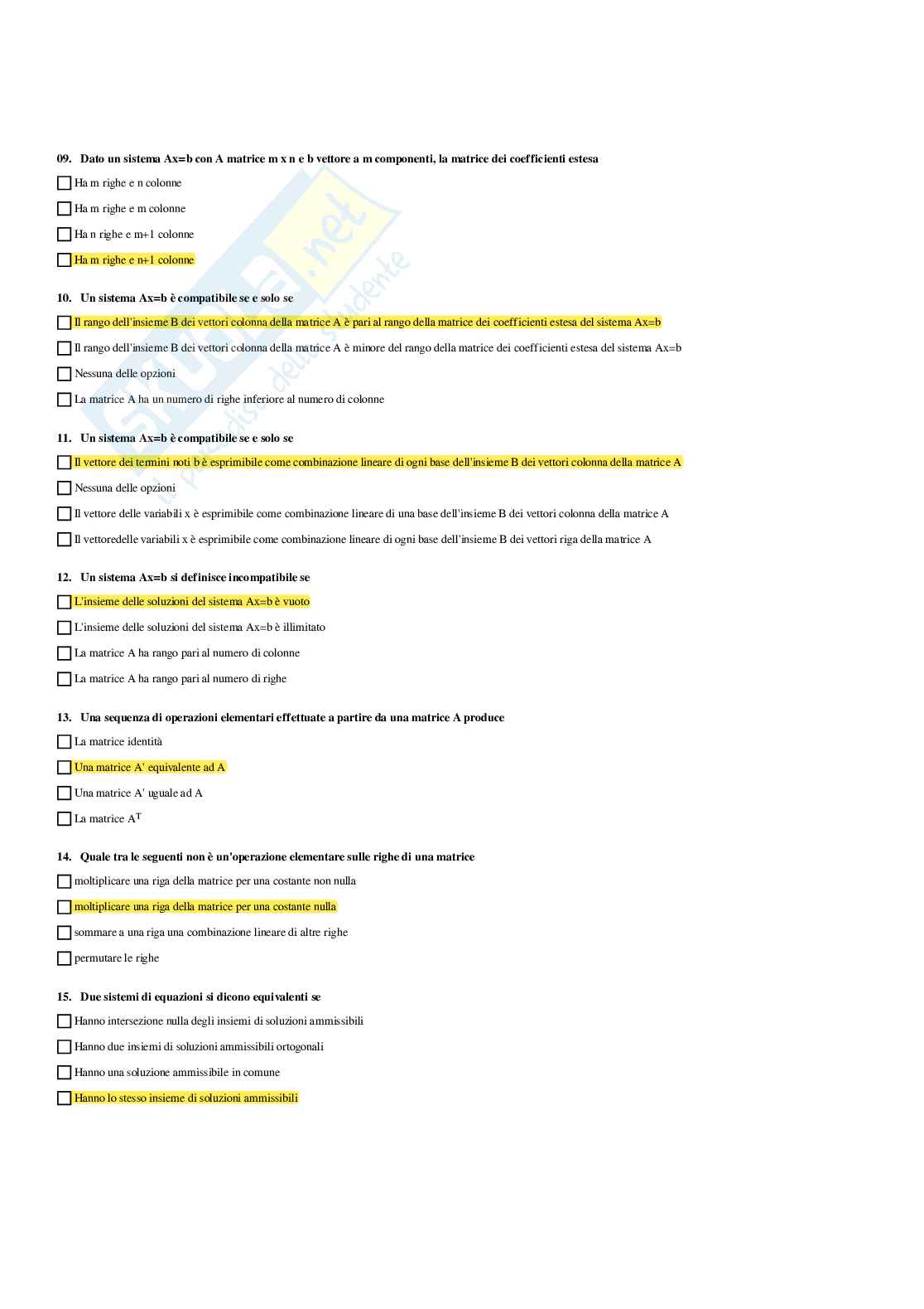 Paniere Ricerca operativa -  risposte multiple Pag. 11