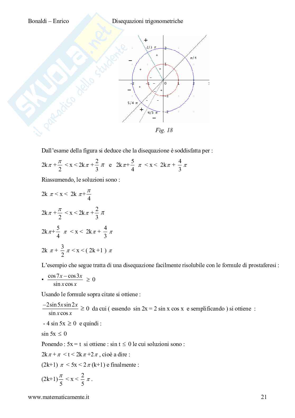 Disequazioni goniometriche Pag. 21