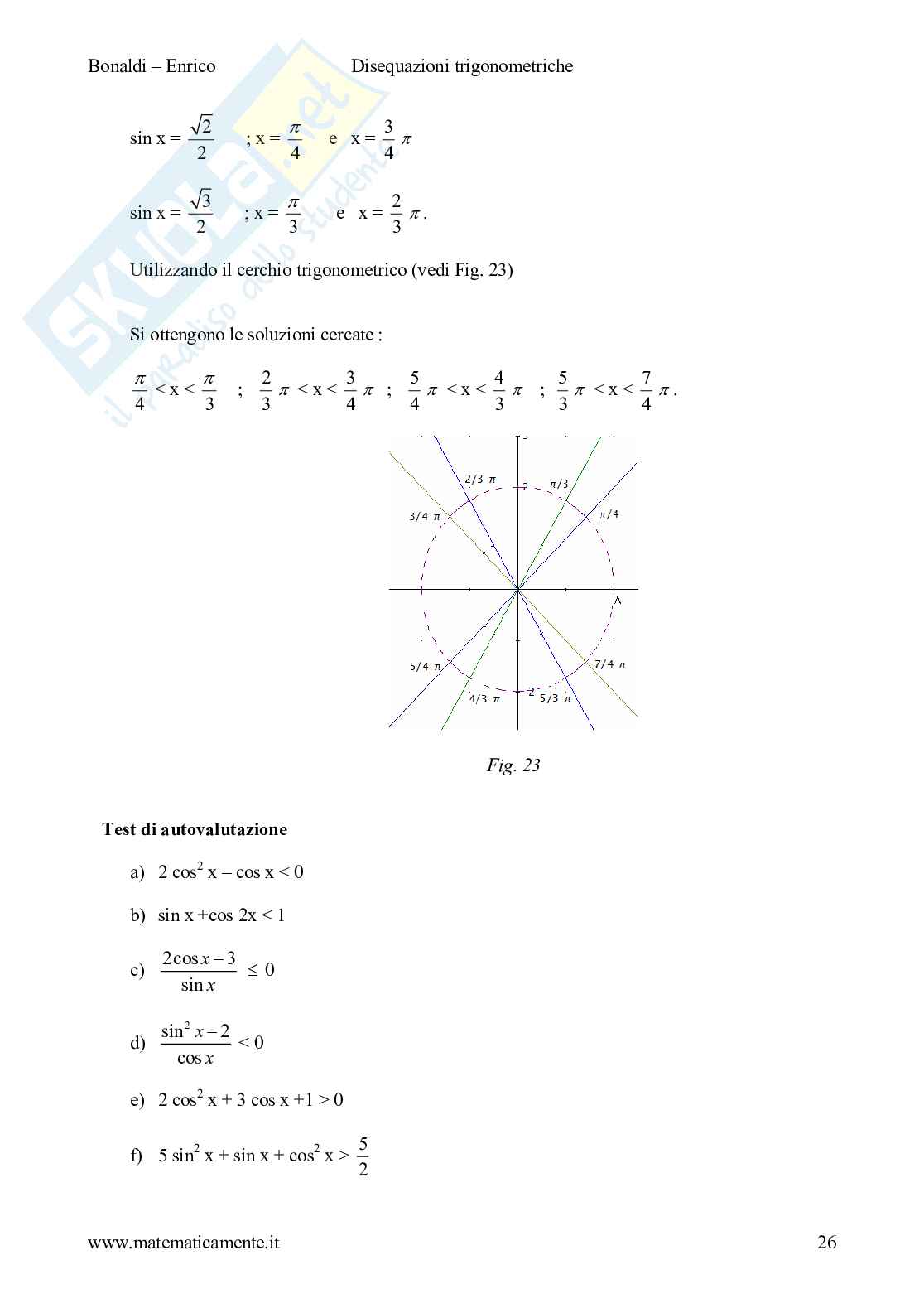 Disequazioni goniometriche Pag. 26
