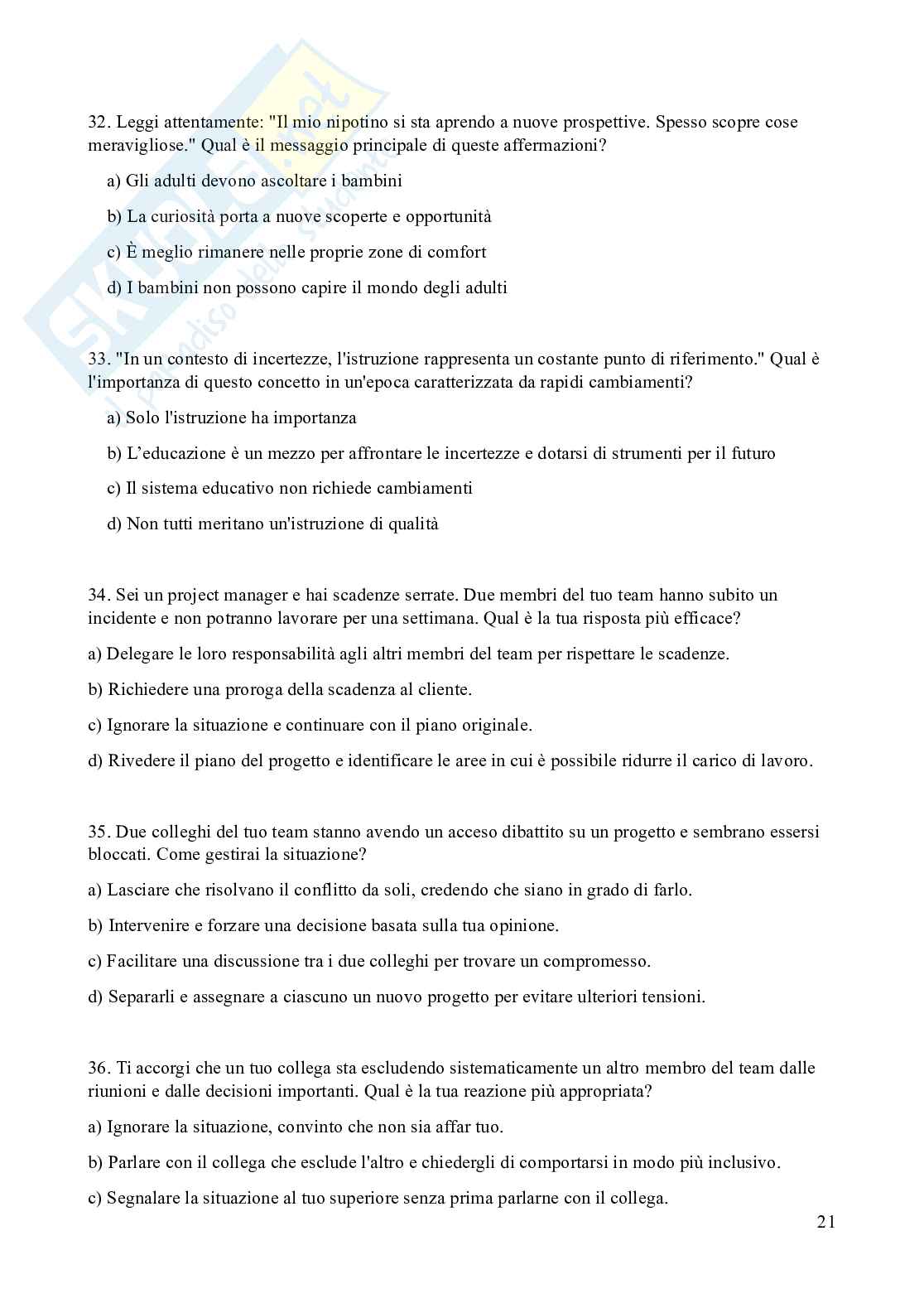 Esempio prova scritta Concorso RIPAM Coesione Sud 2200 posti - Specialista tecnico  - quiz quesiti  svolti con soluzione Pag. 21