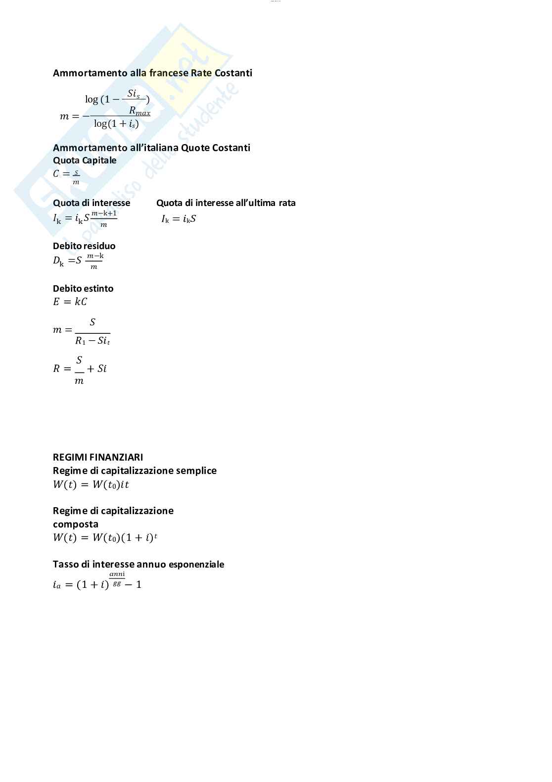 Formulario esame Matematica per le applicazioni economiche e finanziarie Pag. 11