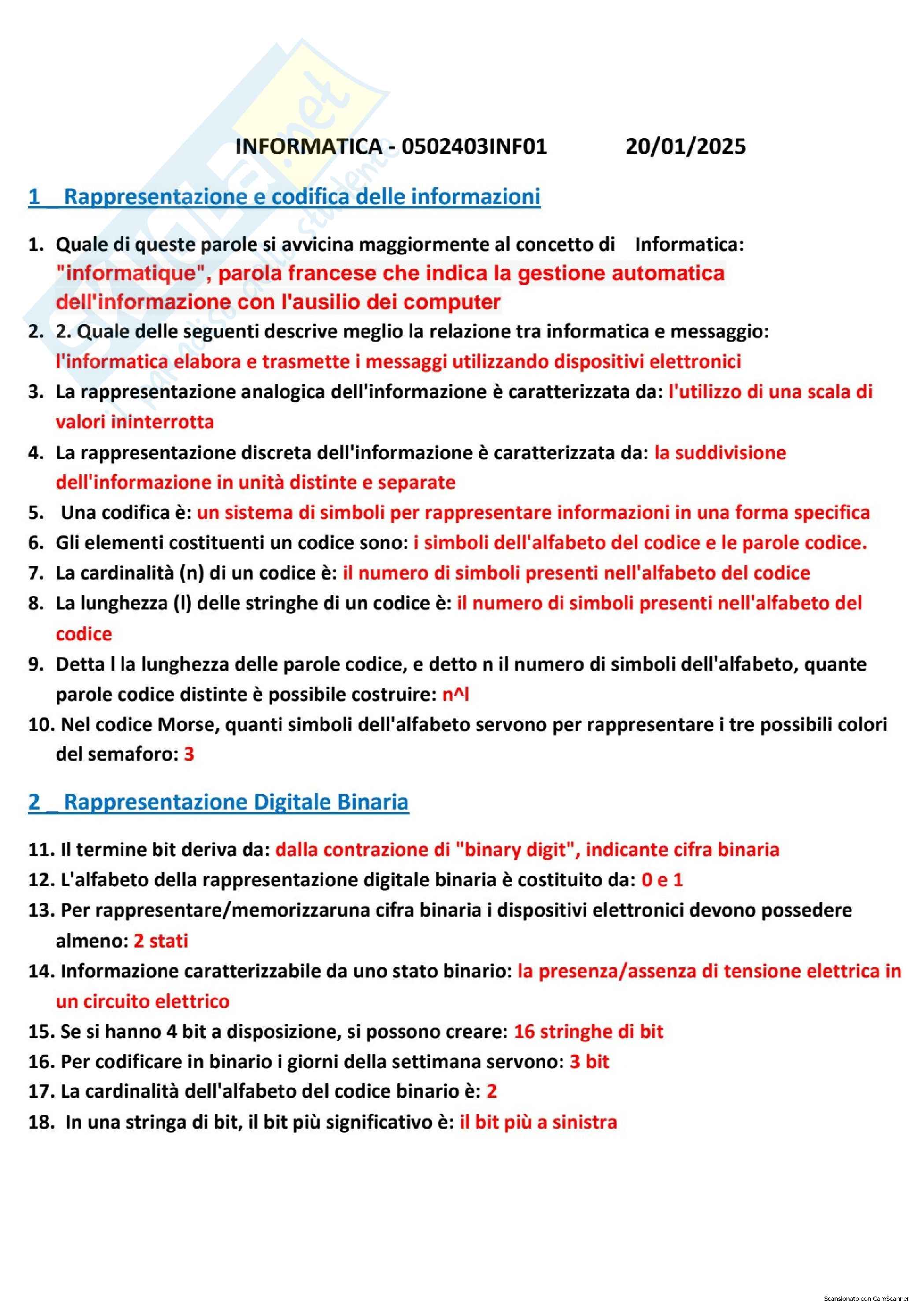 Paniere Informatica, aggiornato e completo. In ordine Pag. 1