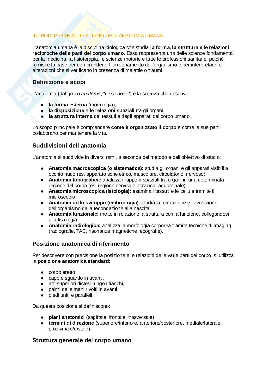 Anatomia umana  Pag. 1