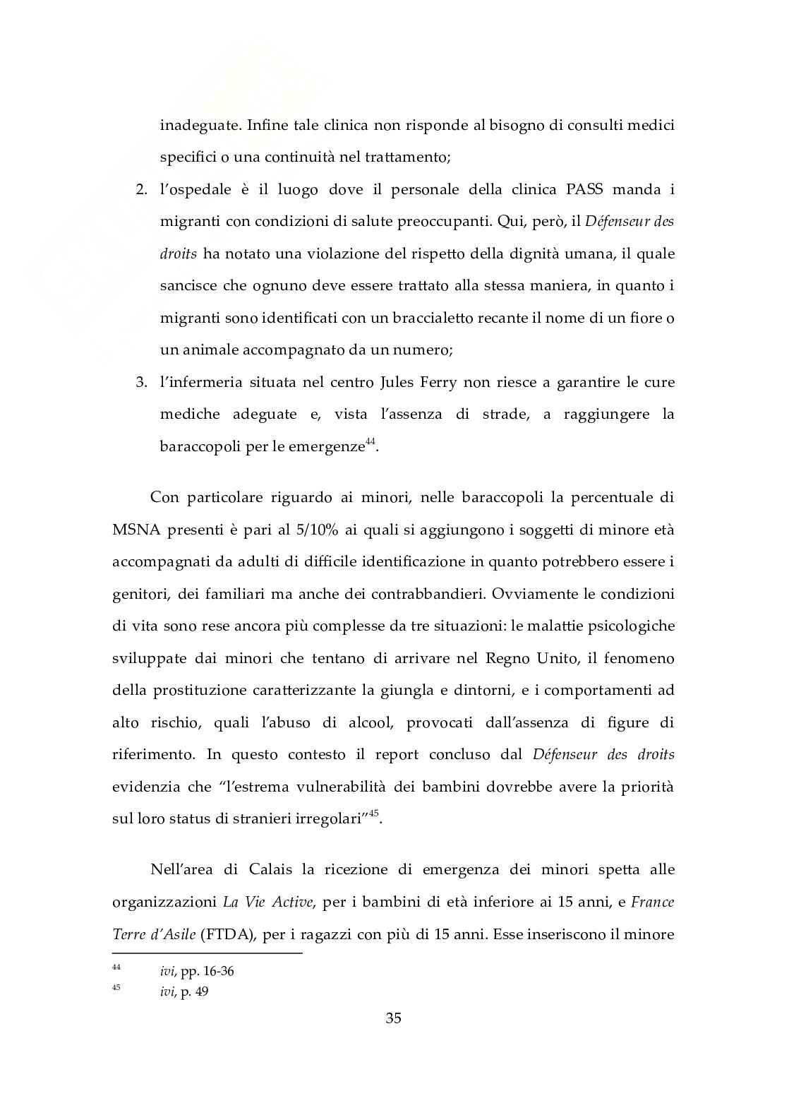 Minori stranieri non accompagnati con riguardo al caso Khan c. Francia relativo alla giungla di Calais Pag. 36