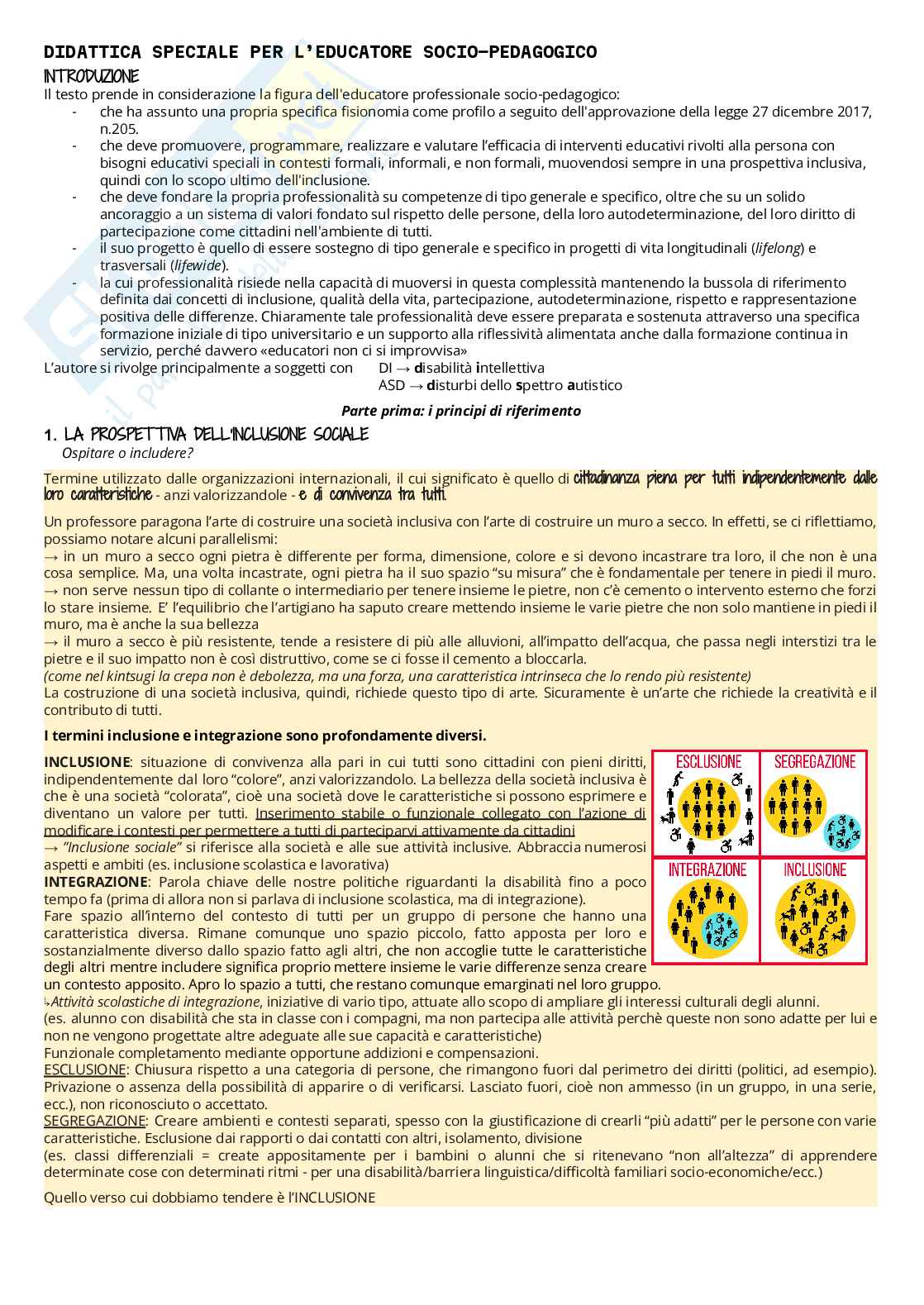 Appunti di Didattica e pedagogia speciale Pag. 1