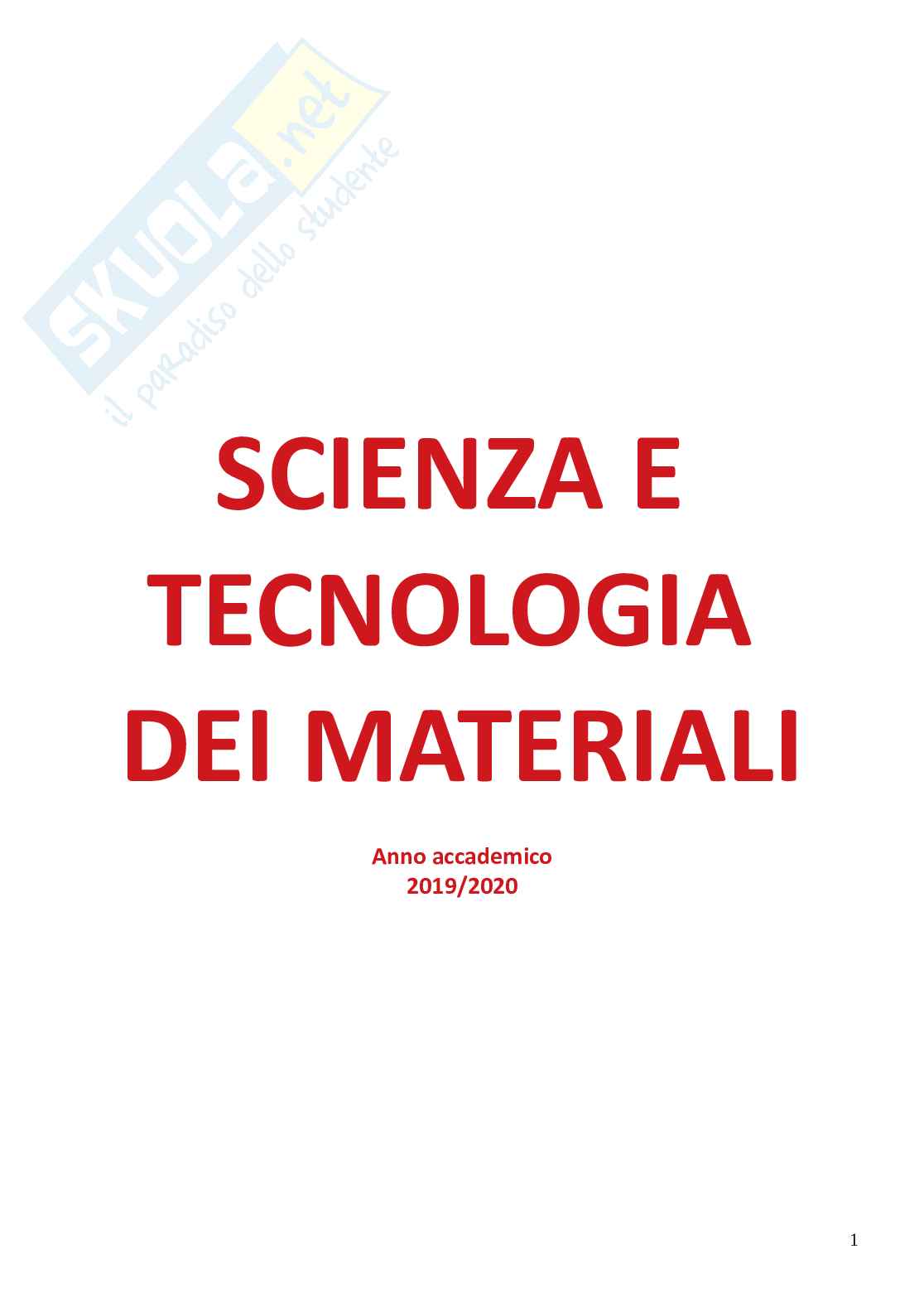 Scienza e tecnologia dei materiali Pag. 1