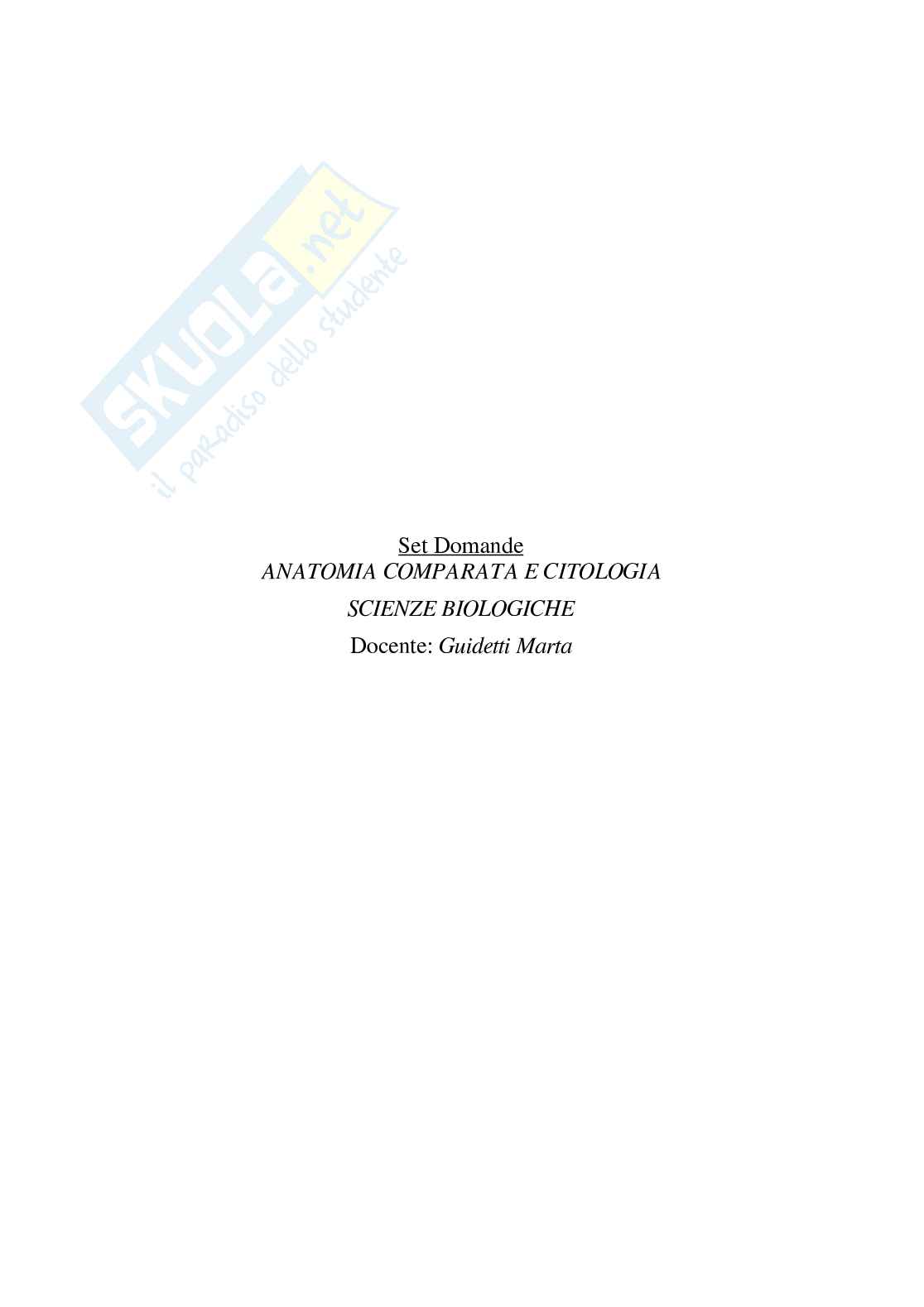 Paniere Anatomia comparata e citologia - Risposte multiple - aggiornato (2026) Pag. 2