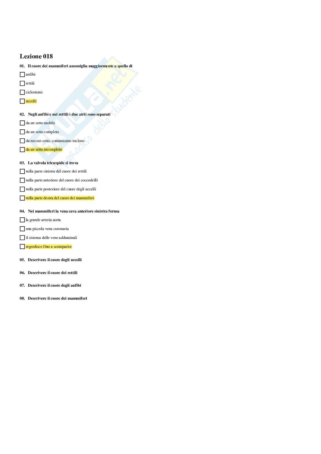 Paniere Anatomia comparata e citologia - Risposte multiple - aggiornato (2026) Pag. 21