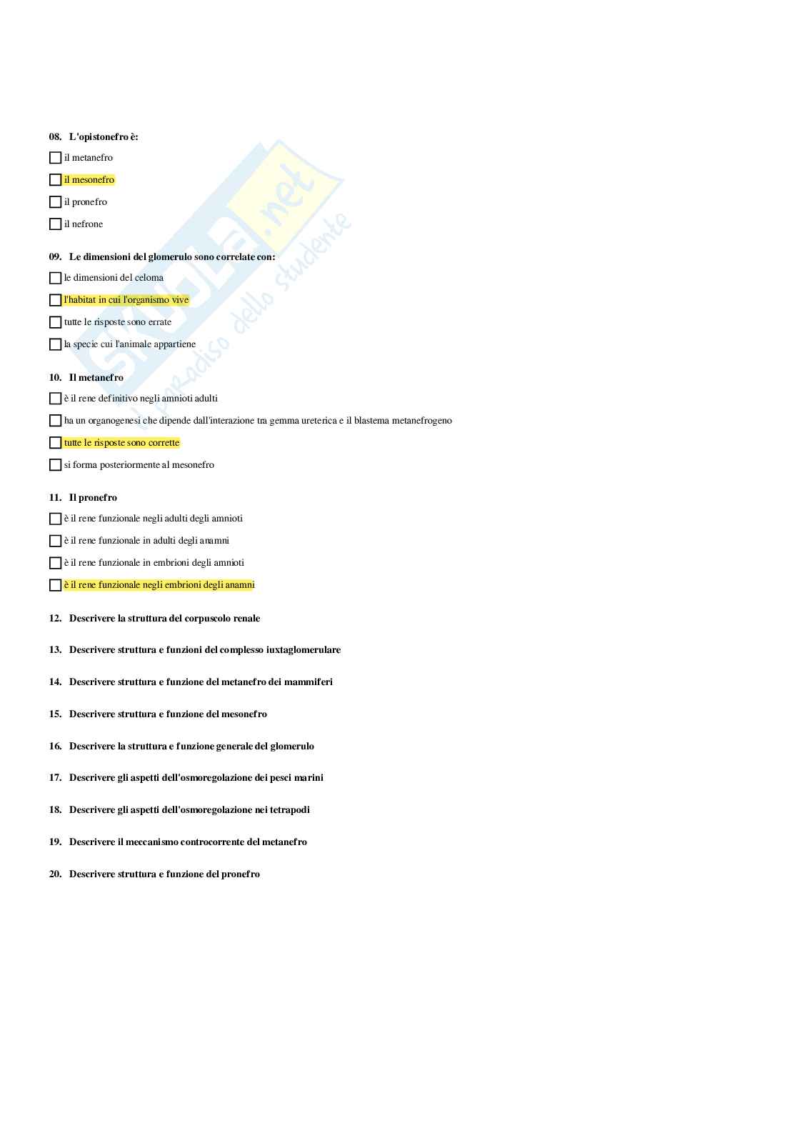 Paniere Anatomia comparata e citologia - Risposte multiple - aggiornato (2026) Pag. 31