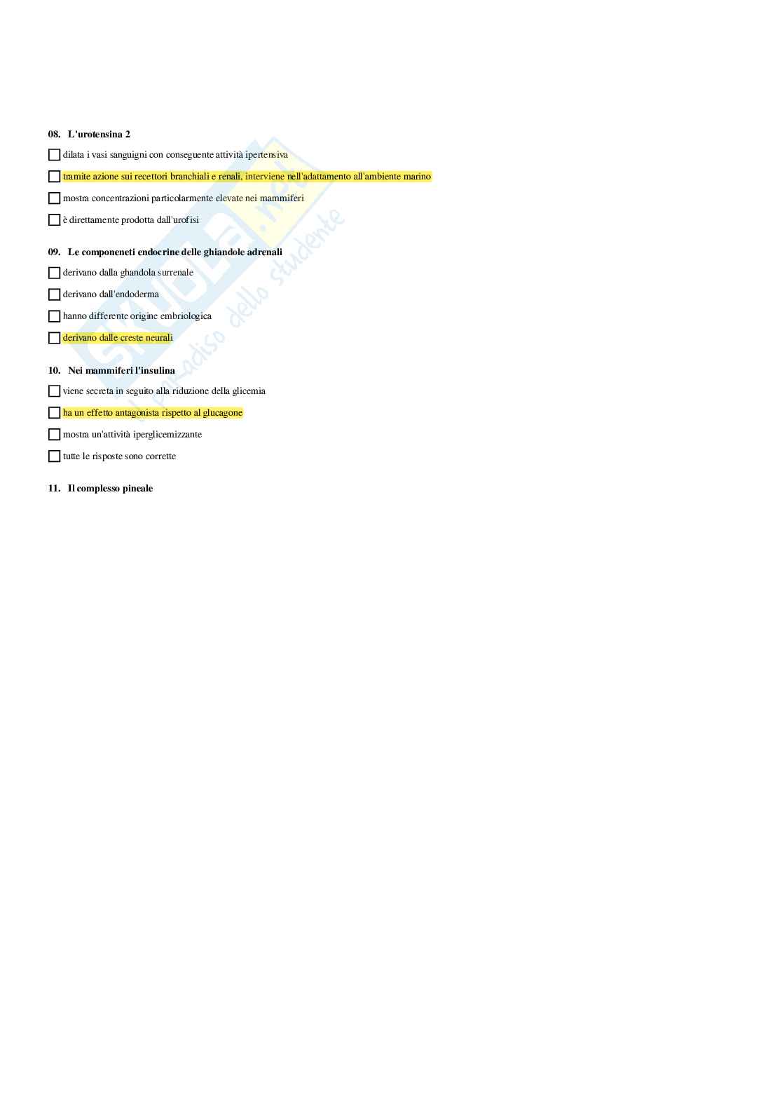 Paniere Anatomia comparata e citologia - Risposte multiple - aggiornato (2026) Pag. 36