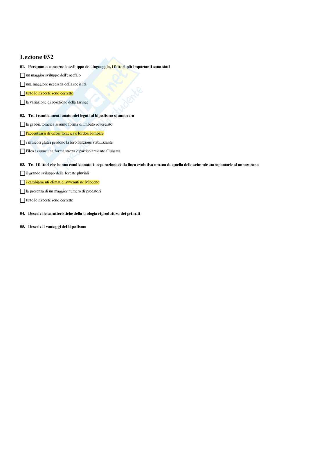 Paniere Anatomia comparata e citologia - Risposte multiple - aggiornato (2026) Pag. 41