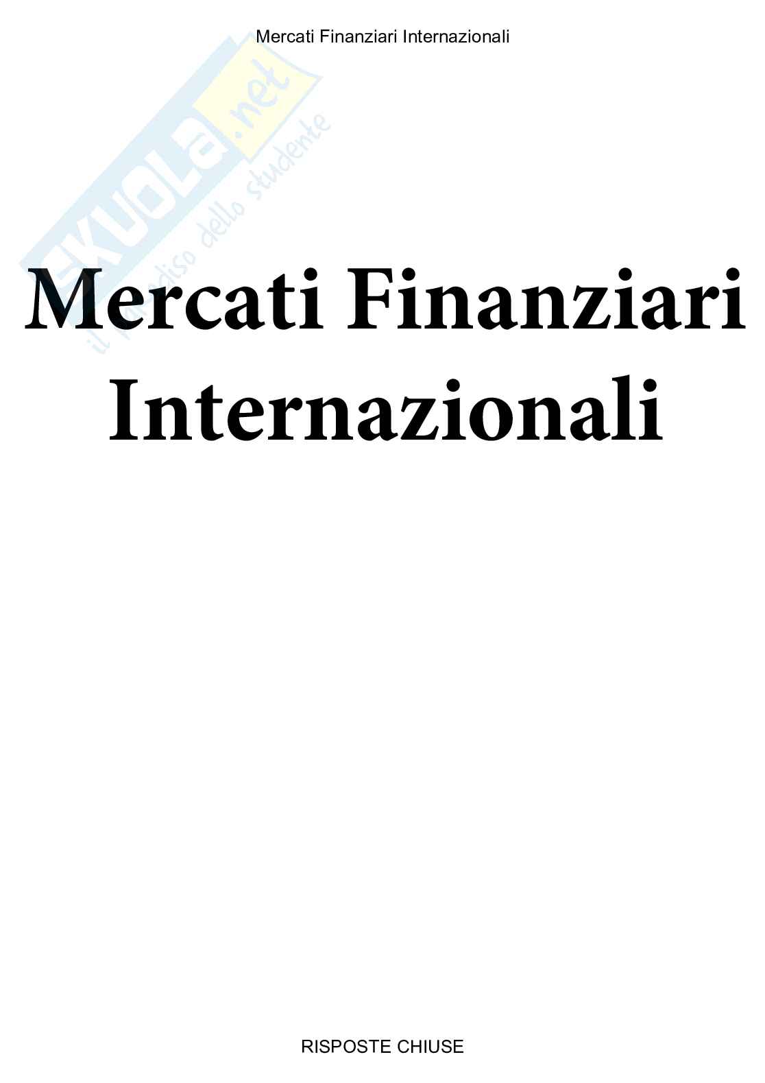 Mercati finanziari internazionali - Paniere compilato Pag. 1