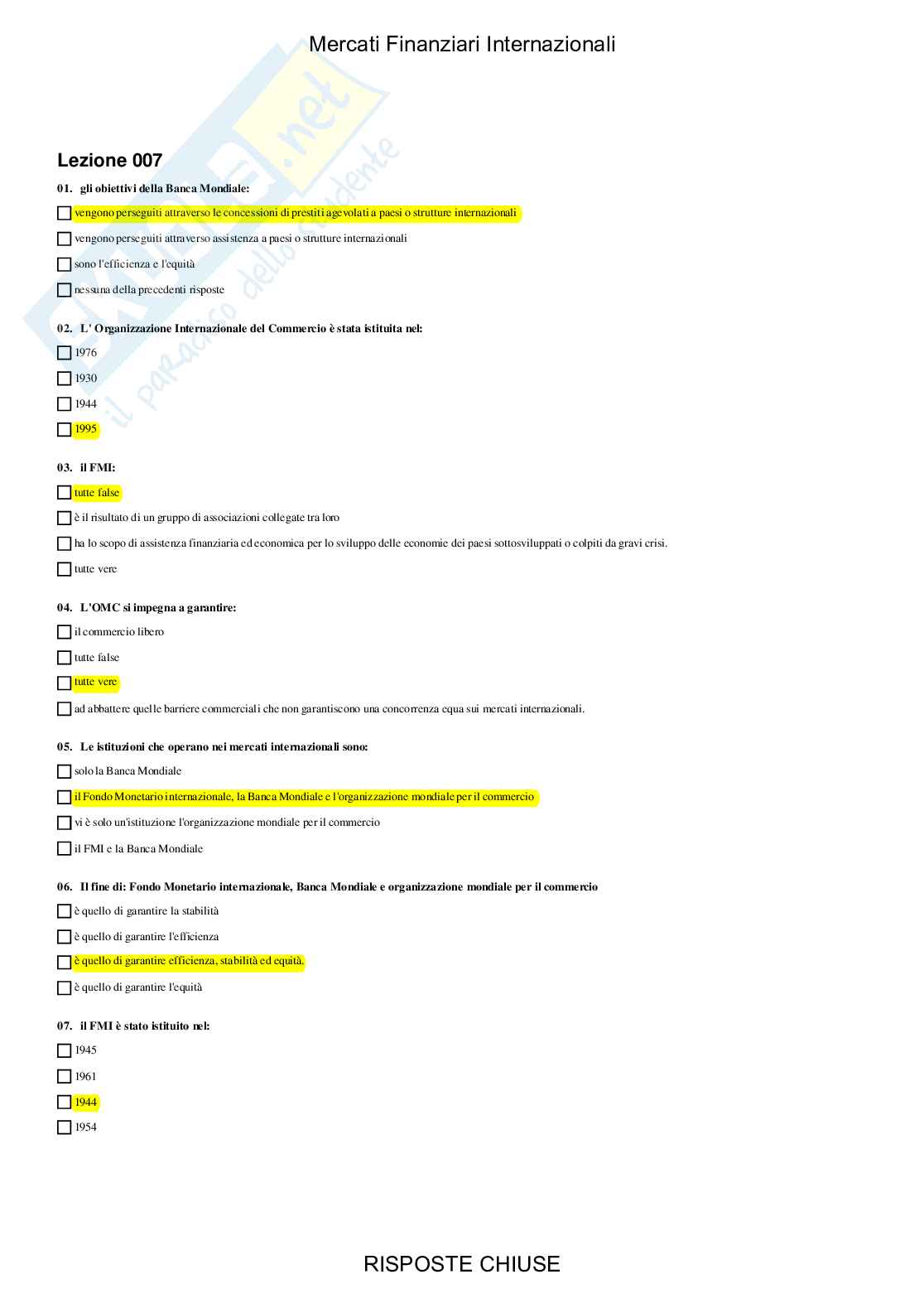 Mercati finanziari internazionali - Paniere compilato Pag. 16
