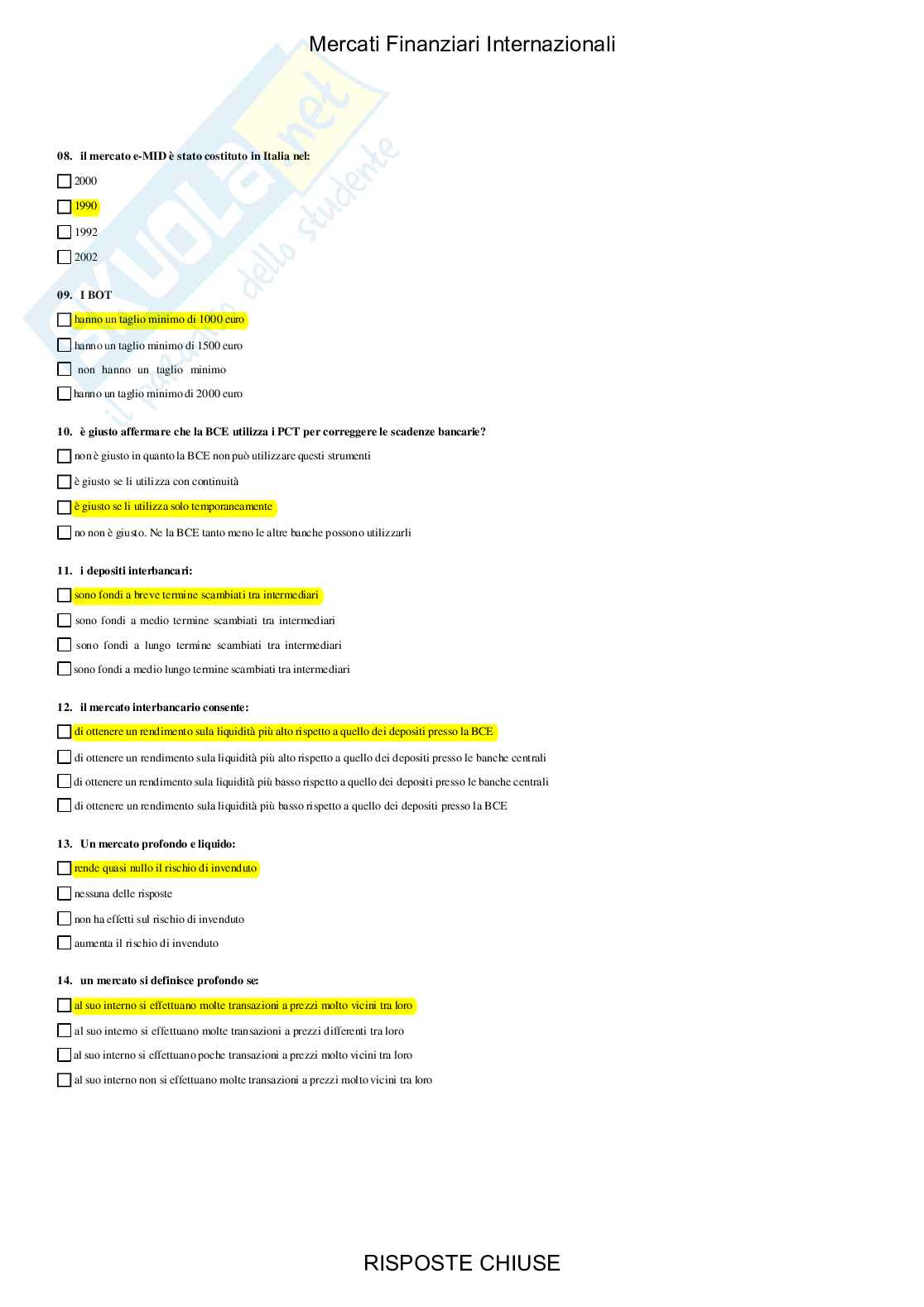 Mercati finanziari internazionali - Paniere compilato Pag. 31