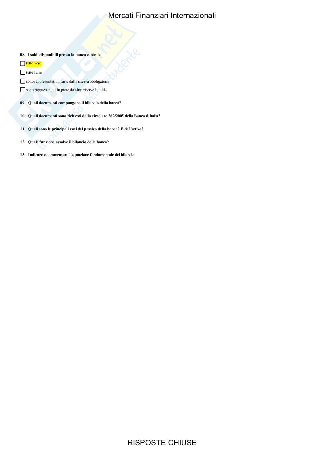 Mercati finanziari internazionali - Paniere compilato Pag. 51