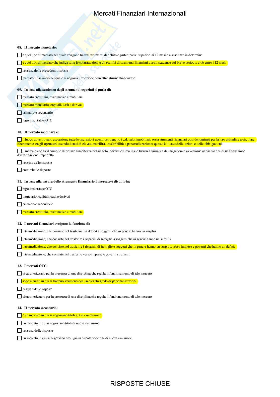 Mercati finanziari internazionali - Paniere compilato Pag. 6