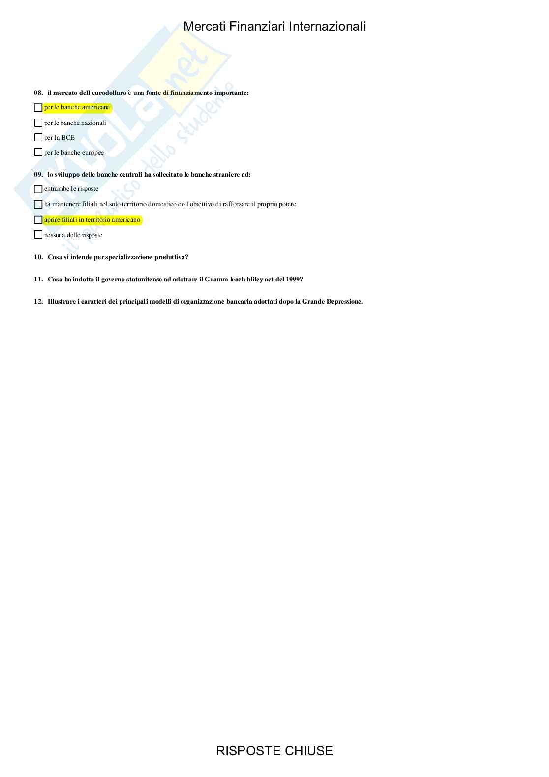 Mercati finanziari internazionali - Paniere compilato Pag. 61