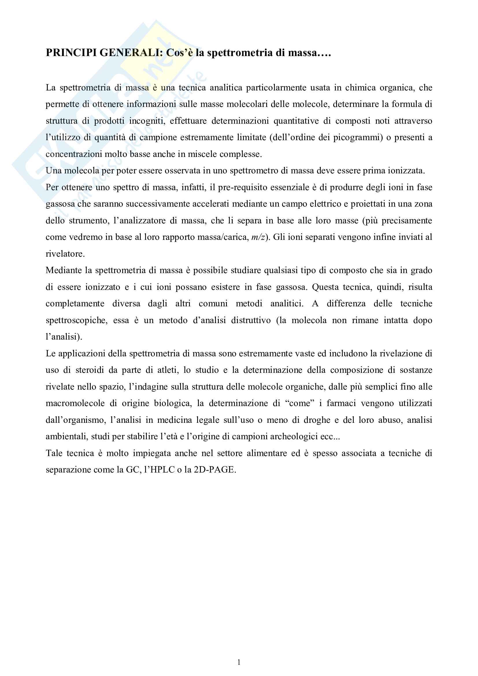 Spettrometria di Massa Pag. 1