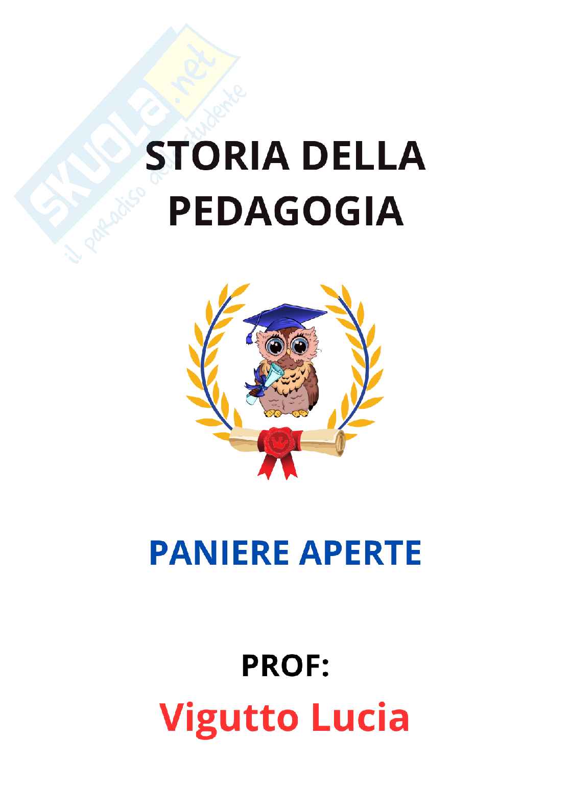 Paniere Storia della pedagogia  - Risposte aperte - aggiornato (2026) Pag. 1