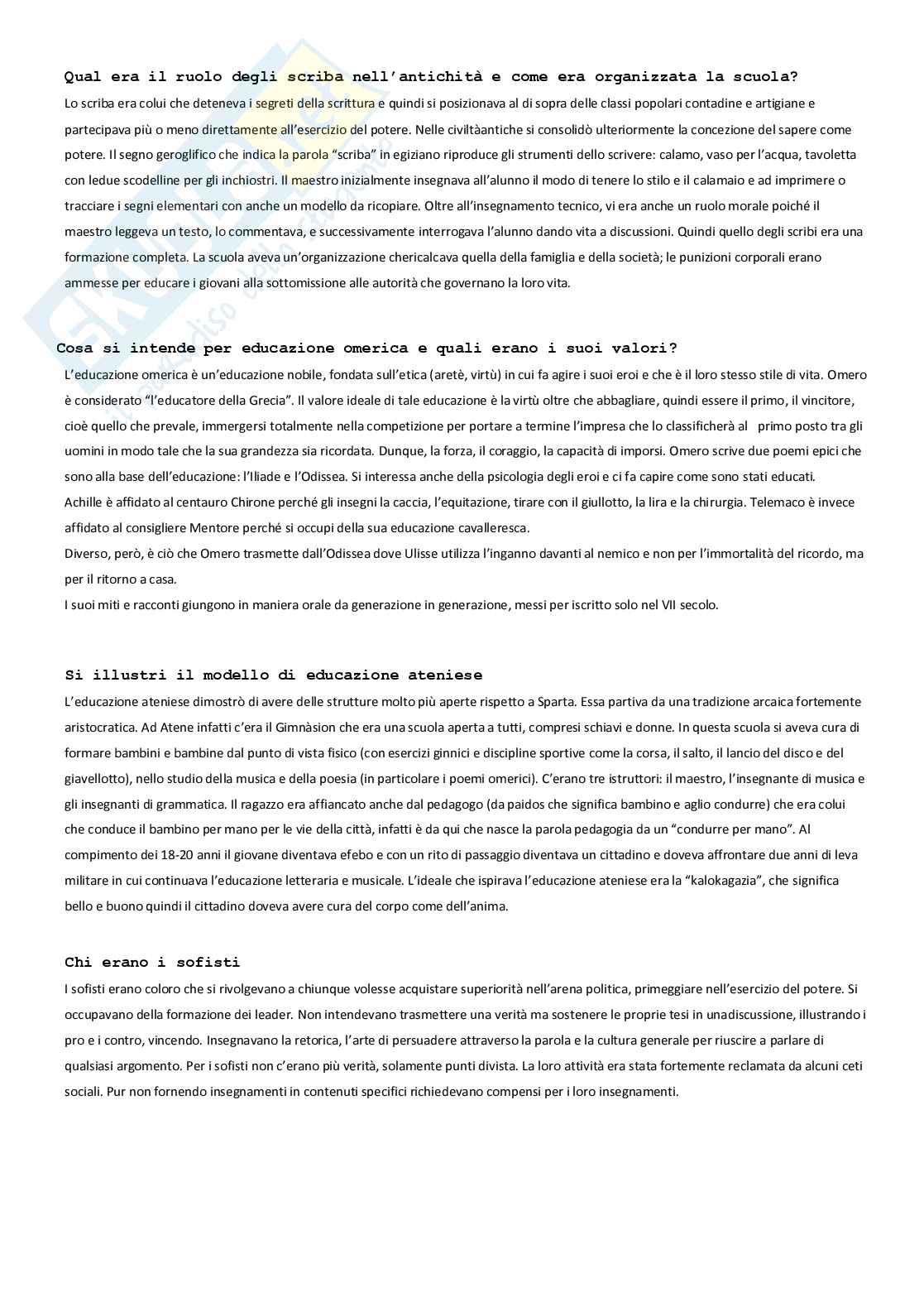 Paniere Storia della pedagogia  - Risposte aperte - aggiornato (2026) Pag. 2