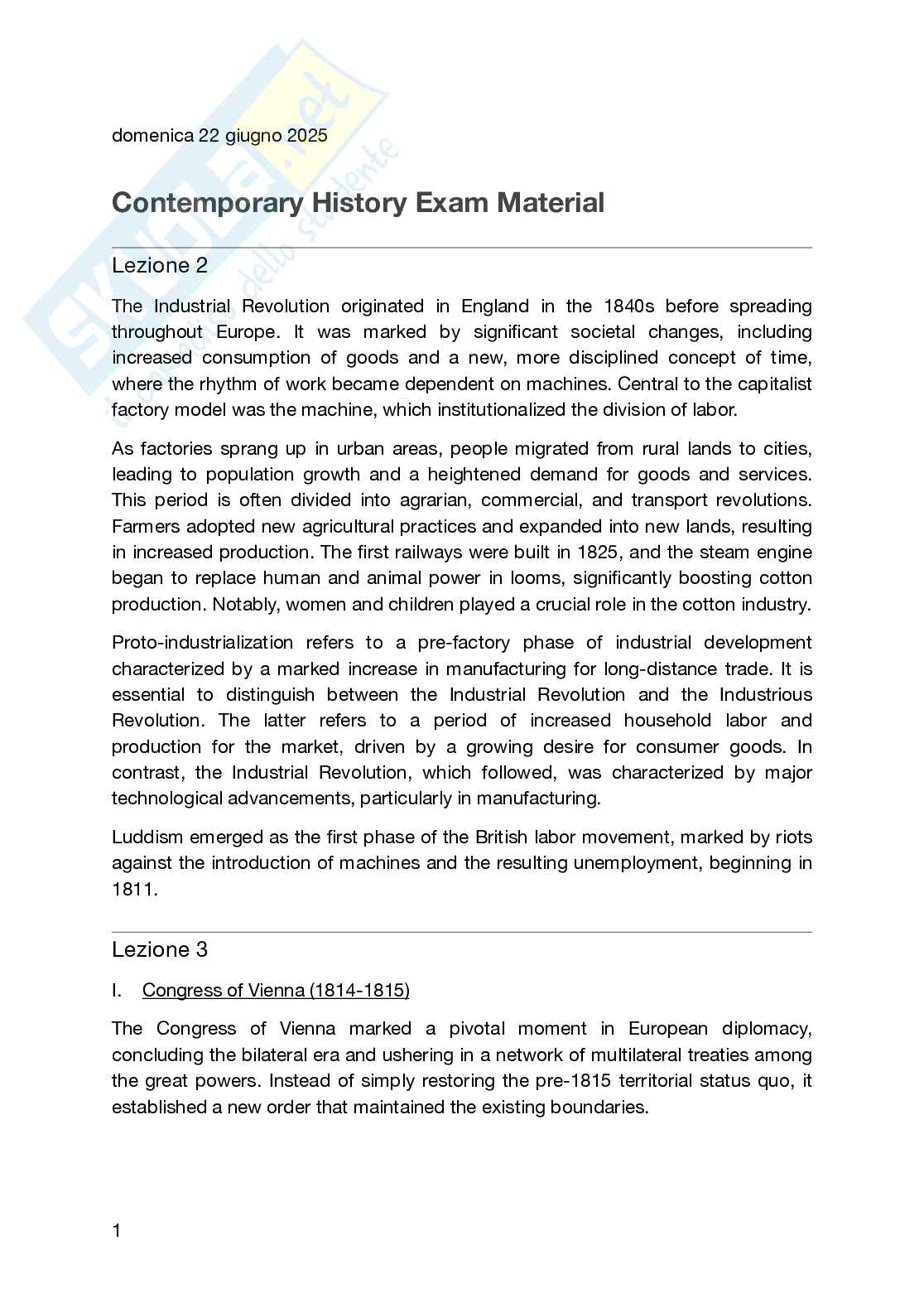 Contemporary History Pag. 1