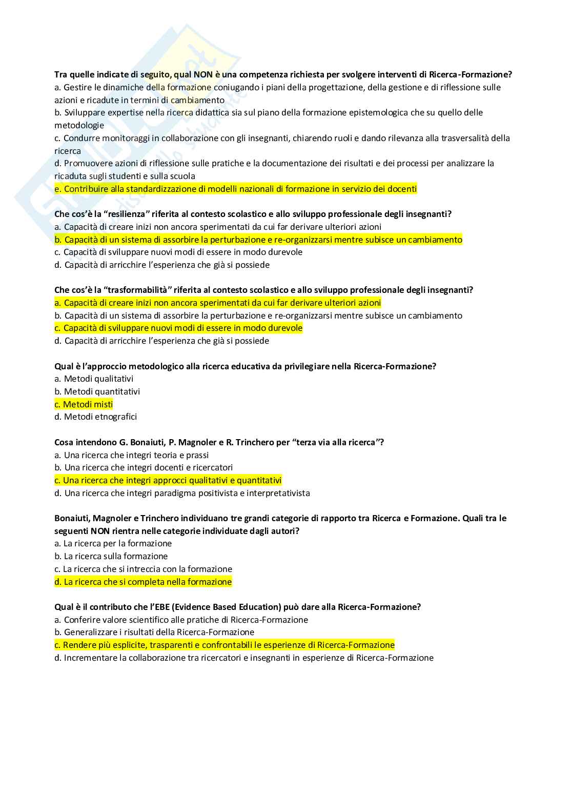 Pedagogia sperimentale (B018167) - Kit completo, appunti e quiz con soluzioni | SFP Notes Vol. 12 Pag. 26
