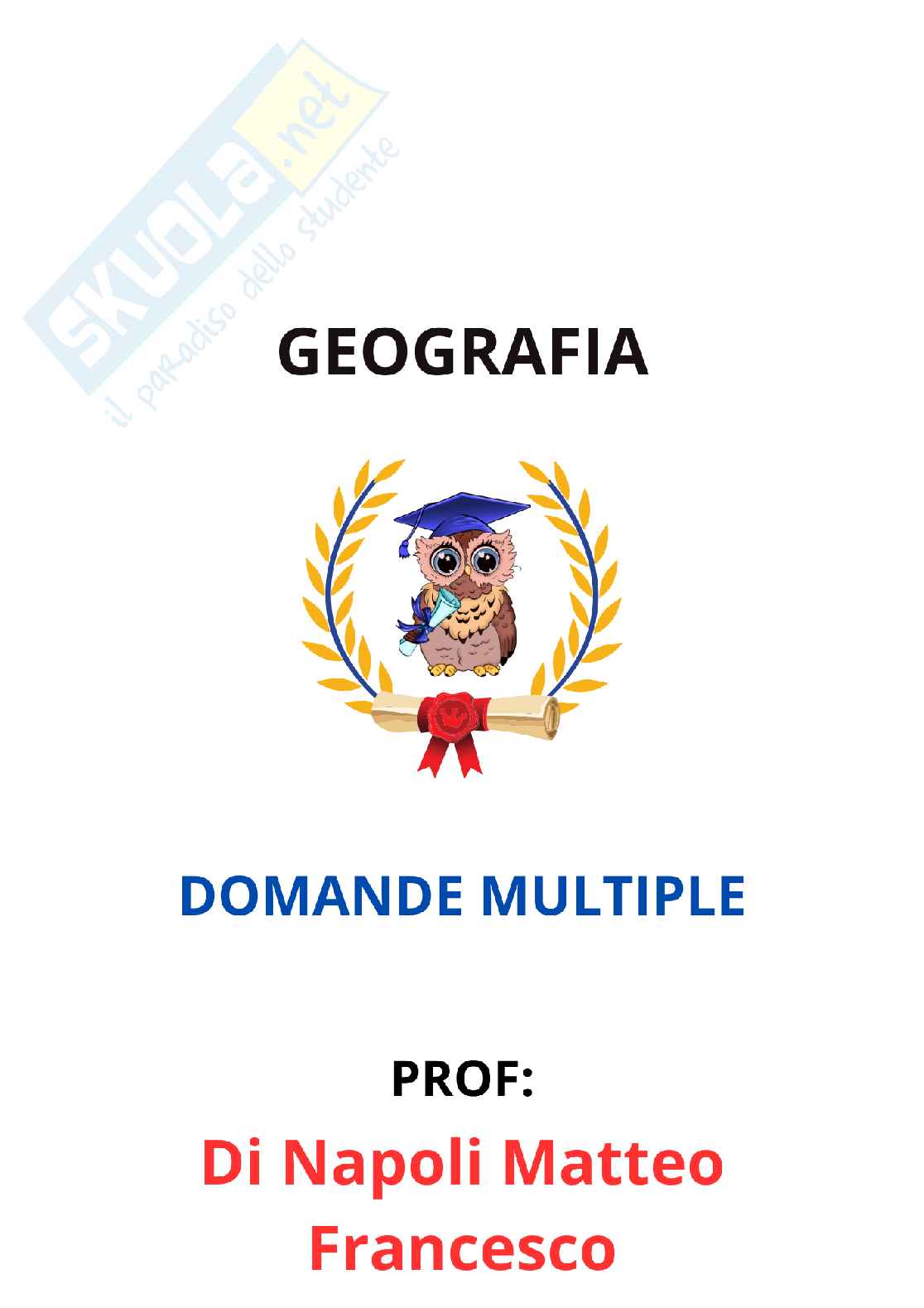 Paniere Geografia - Risposte multiple - aggiornato (2026) Pag. 1